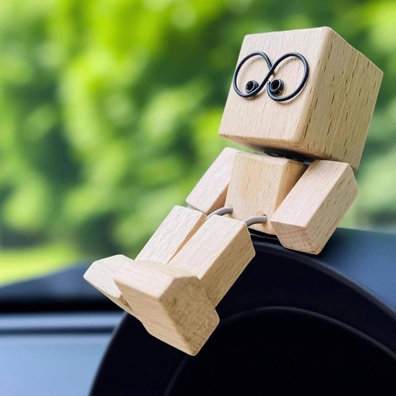 Shaking Wooden Man Figurine, Car Ornaments Charming Little Wooden Figure That Sways, Handmade Shaking Feet Figure Doll for Car Dashboard image number 4