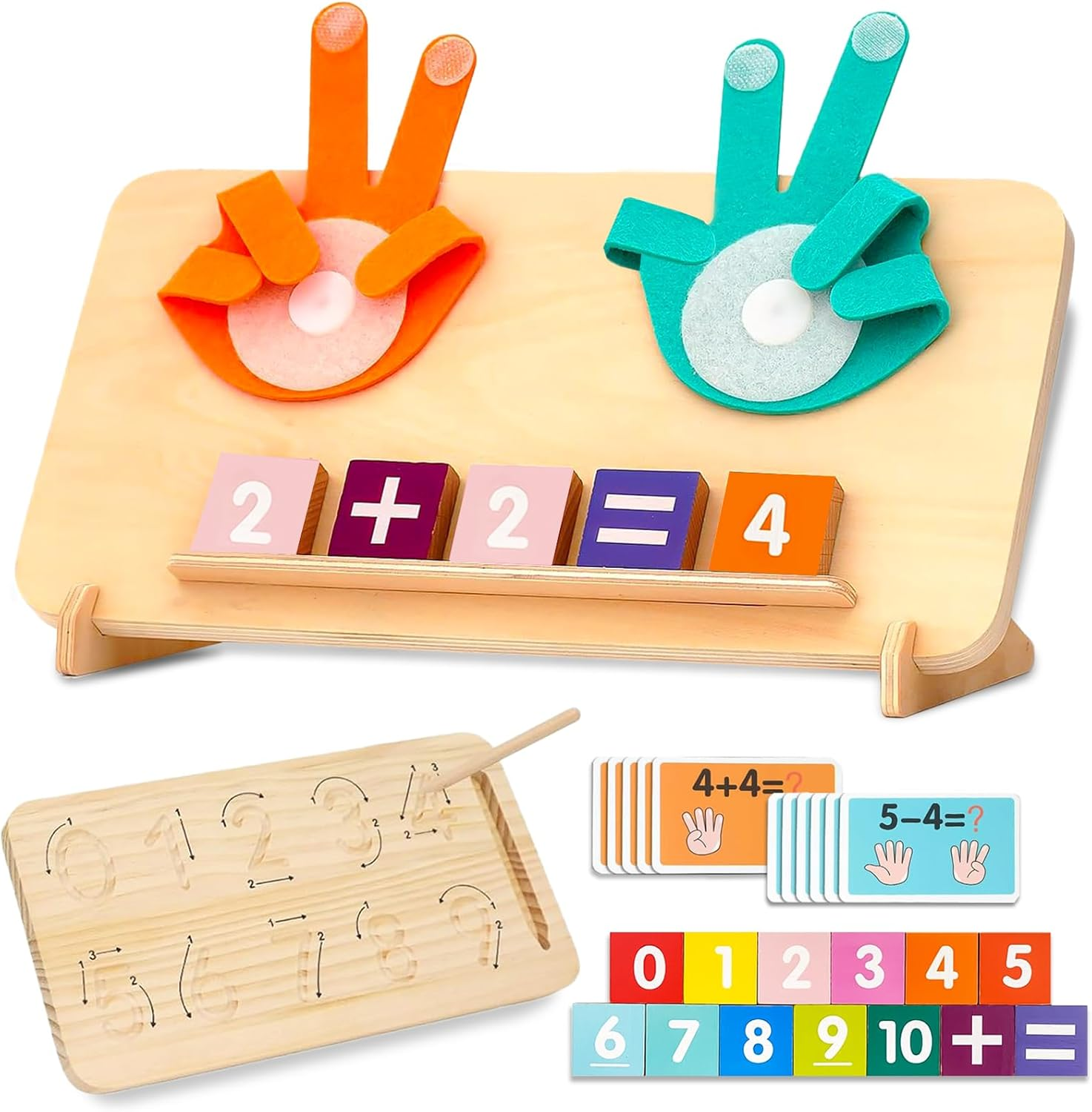 Caunedy Montessori Learning Toys for Toddlers 2-4, Preschool Educational Math Toy, Manipulatives Number Counting Block and Number Tracing Board, Boy Girl Birthday Gifts image number 6