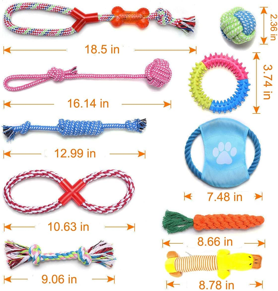 Dog Rope Toys 10 Pack, Pet Dog Chew Toys for Aggressive Chewers, Puppy Teething Chew Toys Interactive Dog Rope Toys Tug Toy for Small & Large Dogs,Dog Plush Toys for Puppies Breed Teething Training image number 4