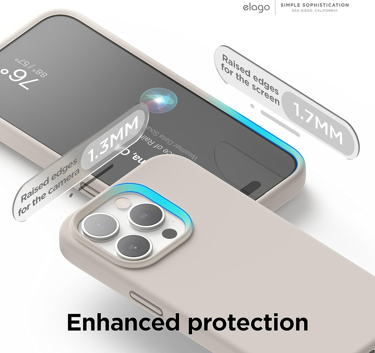 Elago Liquid Silicone Case Compatible with Iphone 15 Pro Case, Premium Silicone, Full Body Protective Cover [4 Layer Shockproof Structure], Anti-Scratch Soft Microfiber Lining (Stone)