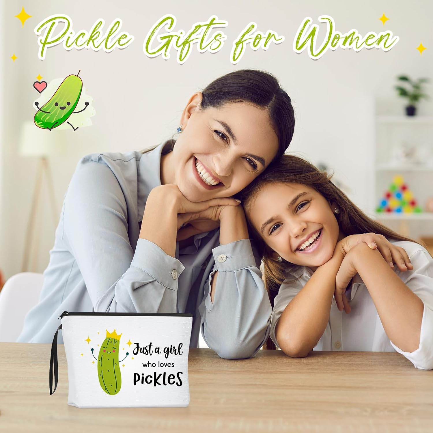 Sieral 2 Pcs Christmas Animal Lover Bag Gift for Women Travel Bags Portable Zipper Pouch Canvas Reusable Grocery Tote Bag image number 5