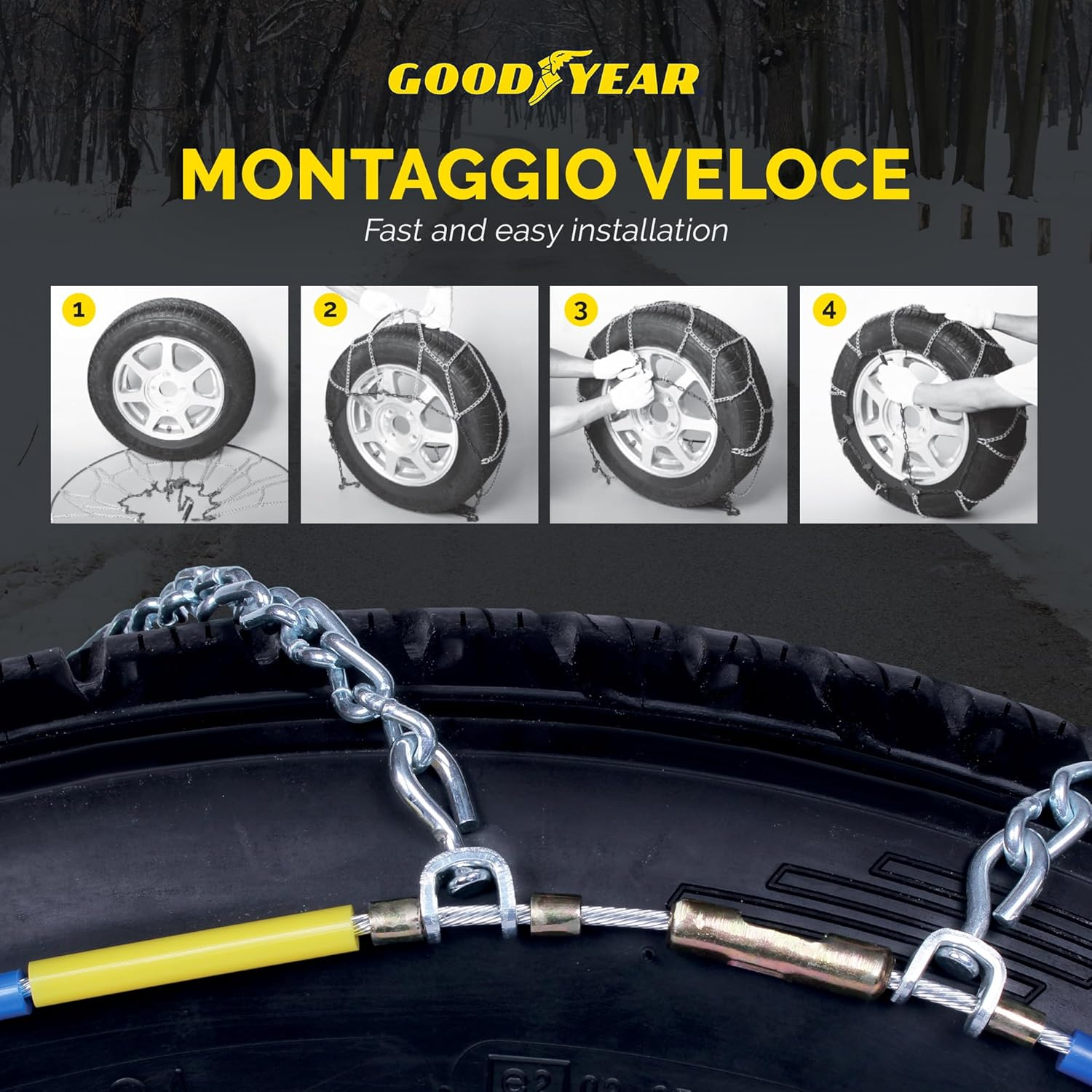Goodyear 77956: 7 Mm Car Passenger Snow Chains, TUV and ONORM Approved, Size 110 image number 3