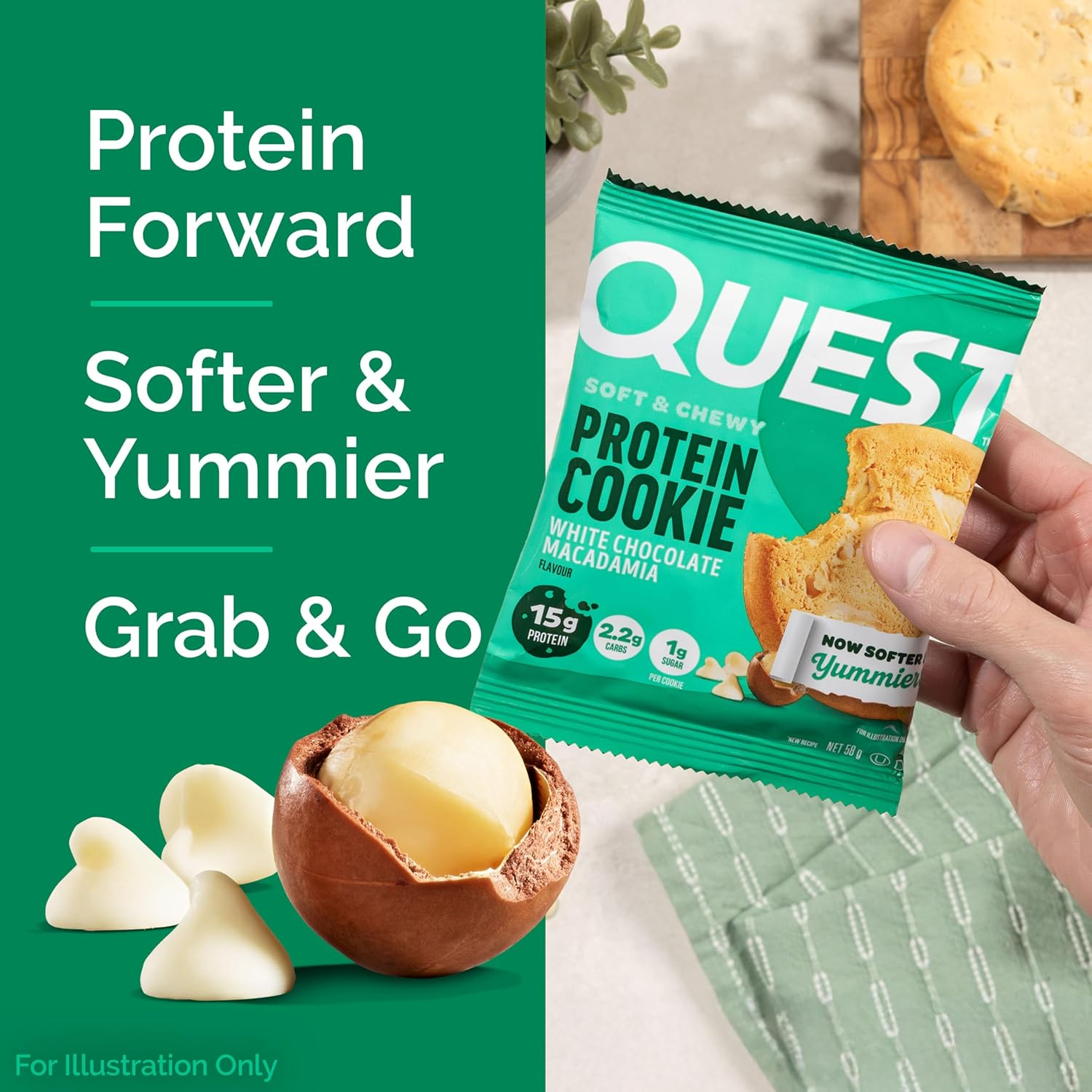 Quest Nutrition White Chocolate Macadamia Protein Cookie, Keto Friendly, High Protein, Low Carb, 12 Count image number 5