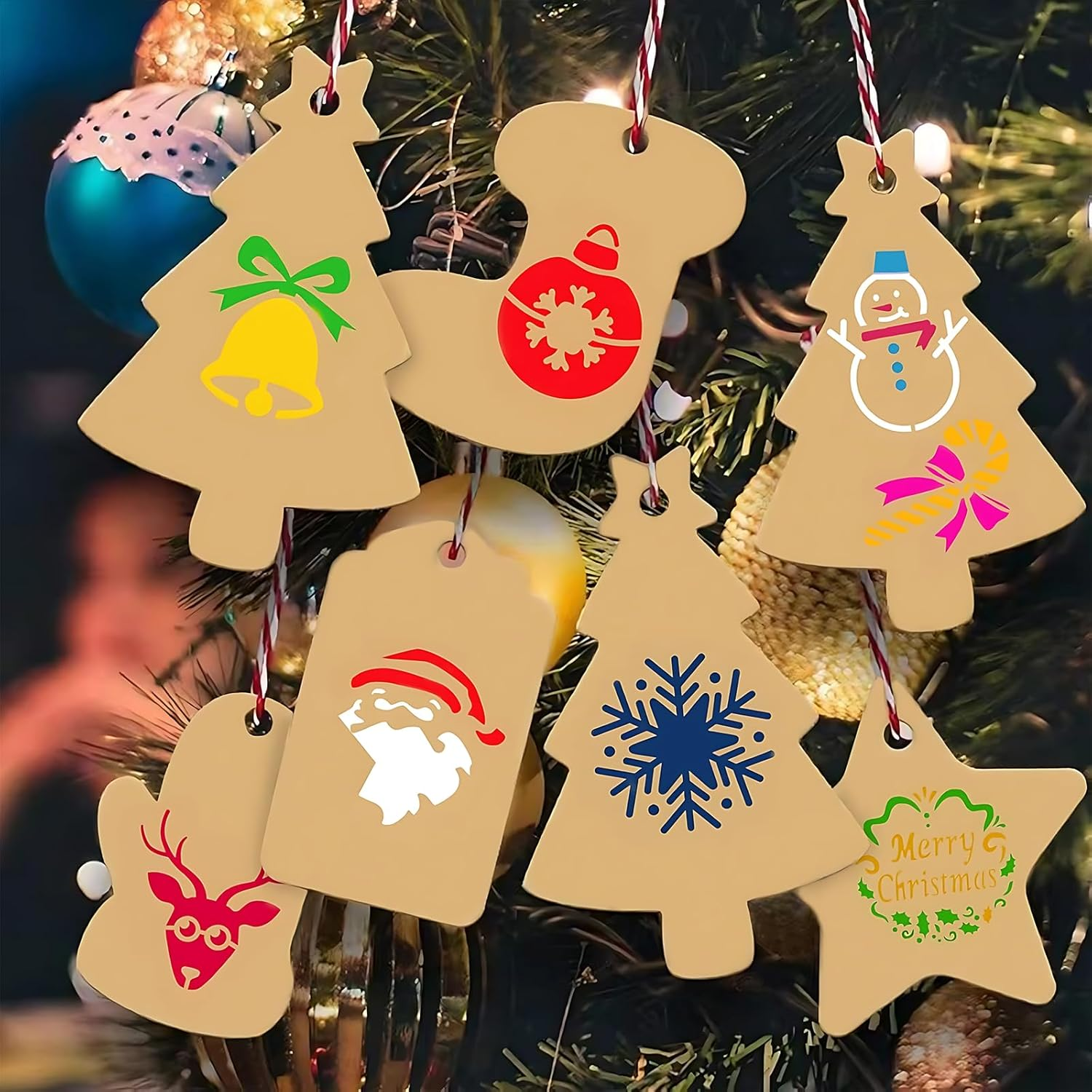 24 Pcs Christmas Stencils for Painting, Reusable Stencil Set for Crafts, DIY Wood Decorations, Includes Santa Claus, Tree, Snowflakes, Snowman image number 4