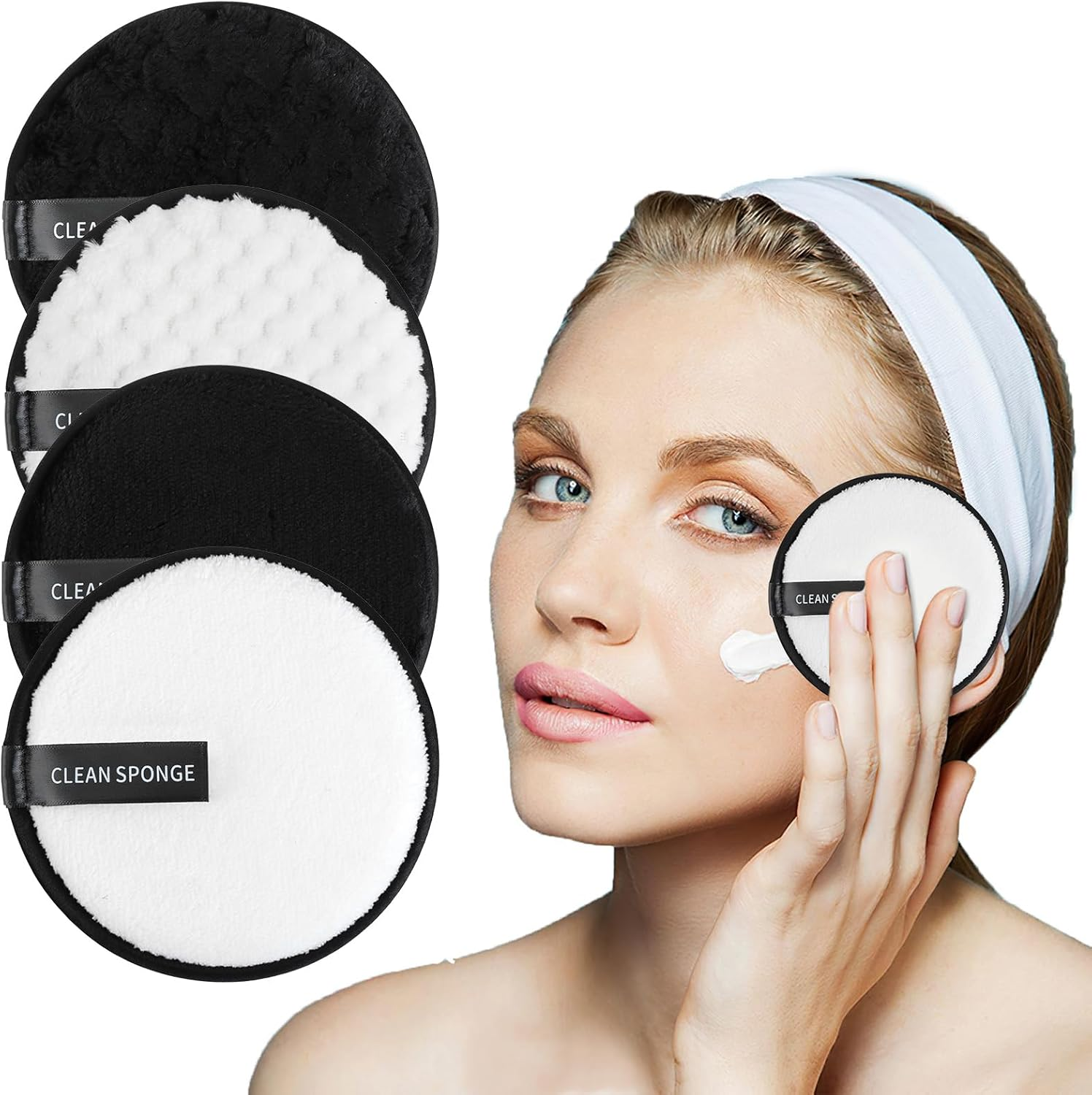 4 Pcs Reusable Makeup Remover Pads - 12Cm Eco-Friendly Microfiber Cleansing Cloths for All Skin Types - Gentle Makeup Eraser for Eye Makeup, Foundation & Lipstick (2 Colors & 2 Styles)