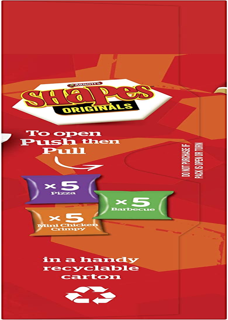 Arnotts Shapes Variety Pack Biscuits 15Pack, 375 G