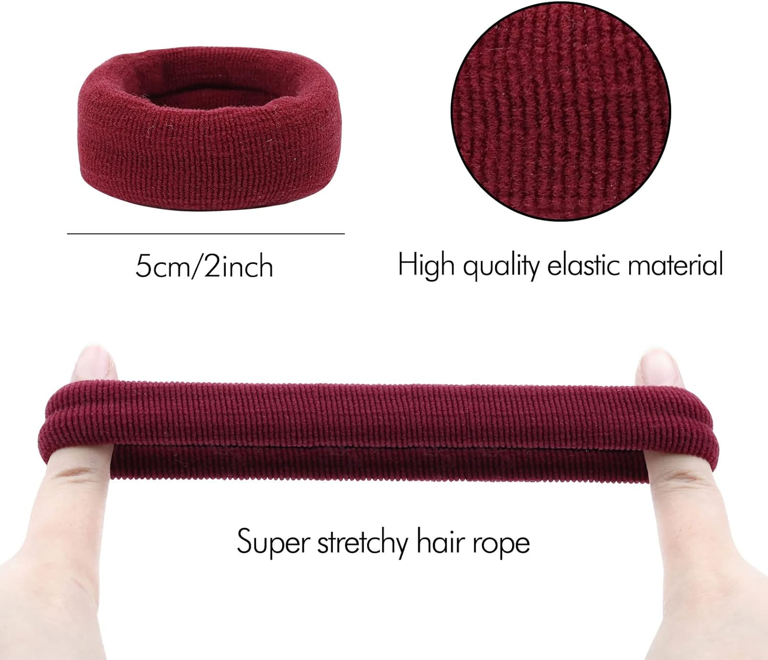 20 Pack Colorful Black Terry Cloth Knit Stretchy Elastic Wide Thick Hair Ties Scrunchies Elastics Hairbands Rubber Hair Bands Ties Ring Ponytail Holder Ponytail Twist Hair Accessories for Women Girl image number 4