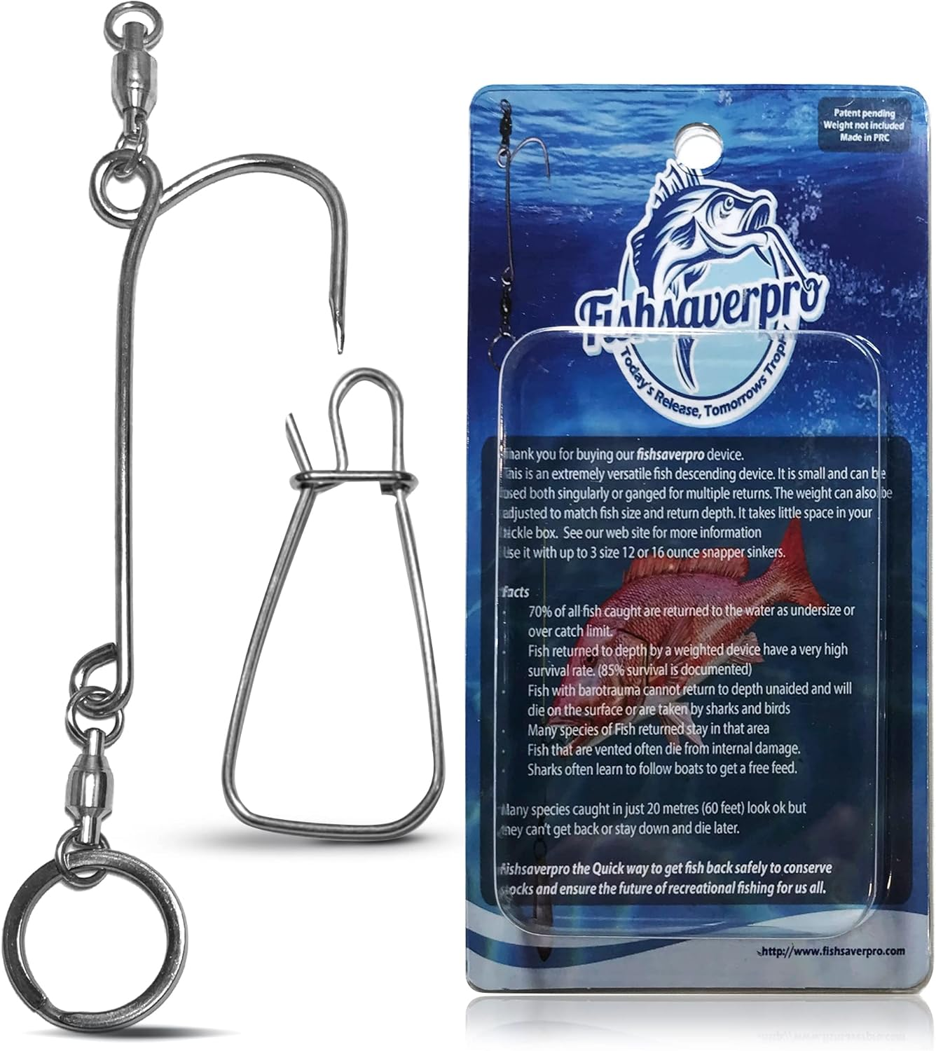 Fishsaverpro Fish Release Weight or Fish Descending Device for Release of Unwanted Fish with Barotrauma in Standard Packaging image number 1