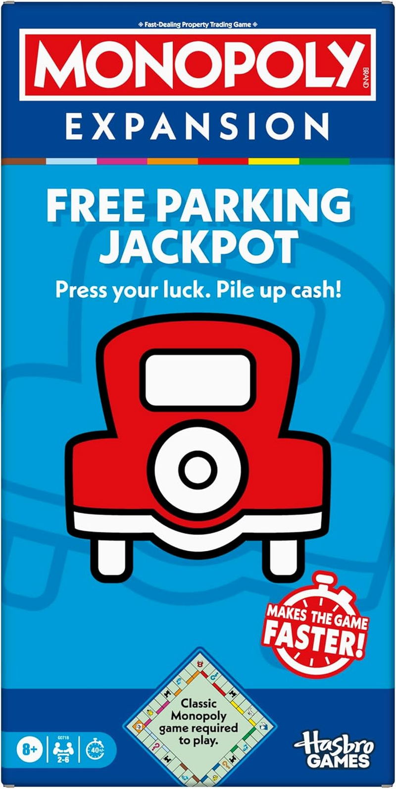 Monopoly Free Parking Jackpot Expansion | Add More Fun to Classic Monopoly Game and Play Faster | Ages 8+ | 2-6 Players | 40 Mins. | Family Board Games image number 6