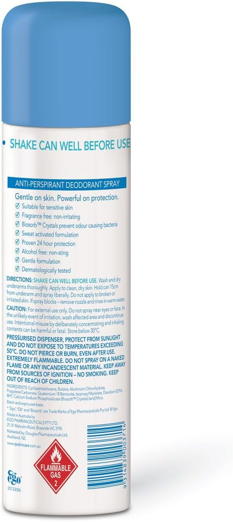 Ego Qv Naked Aerosol Antiperspirant Deodorant Spray 100 G image number 3