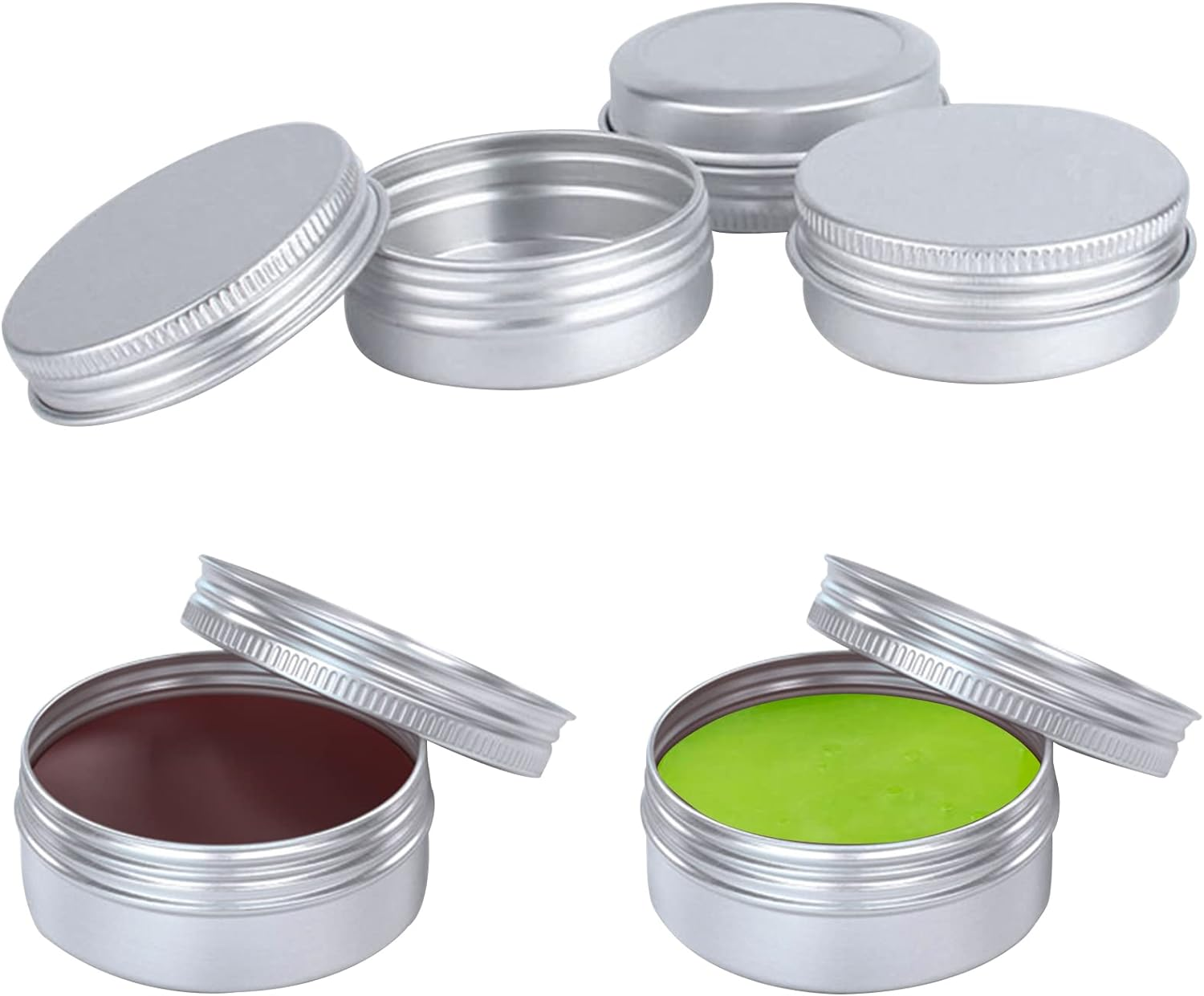 Acbbmns 10 Pack 30Ml Aluminum Tin Jar Refillable Containers round Empty Tins with Screw Lid, Silver Cosmetic Sample Jars Storage Containers for Lip Balm, Salve, Eye Shadow, Spices