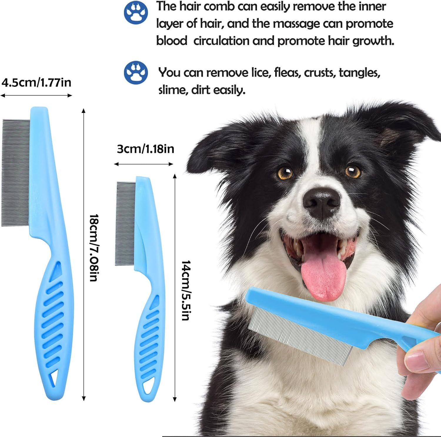 8Pcs Dog Eye Tear Stain Removal Combs Pet Grooming Comb Tear Stain Removal Stainless Steel and Plastic Multifunctional Double-Sided Fine-Tooth Lice Comb (Colorful) image number 6