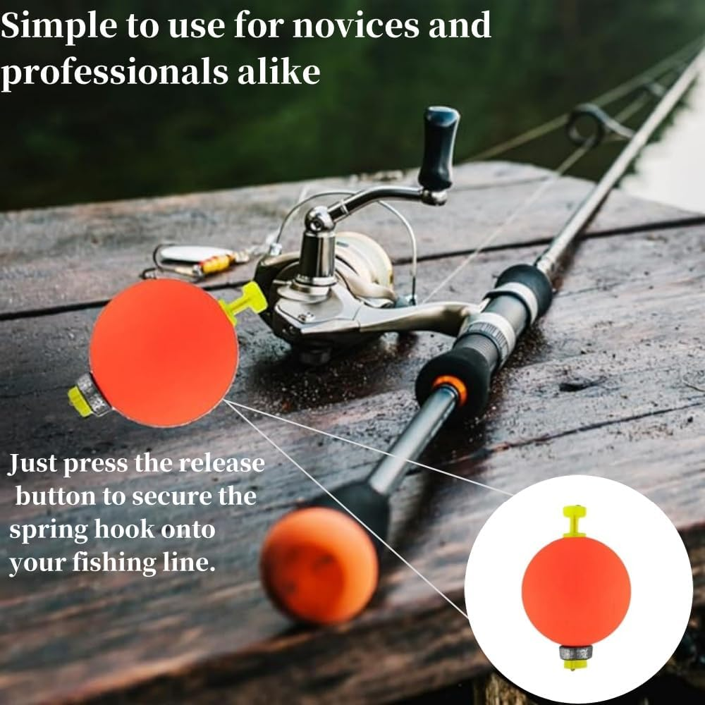 10PCS EVA Foam Fishing Floats, Snap-On Spring Weighted Multipurpose Bobbers for Crappie Bass Panfish Bluegills Trout image number 2