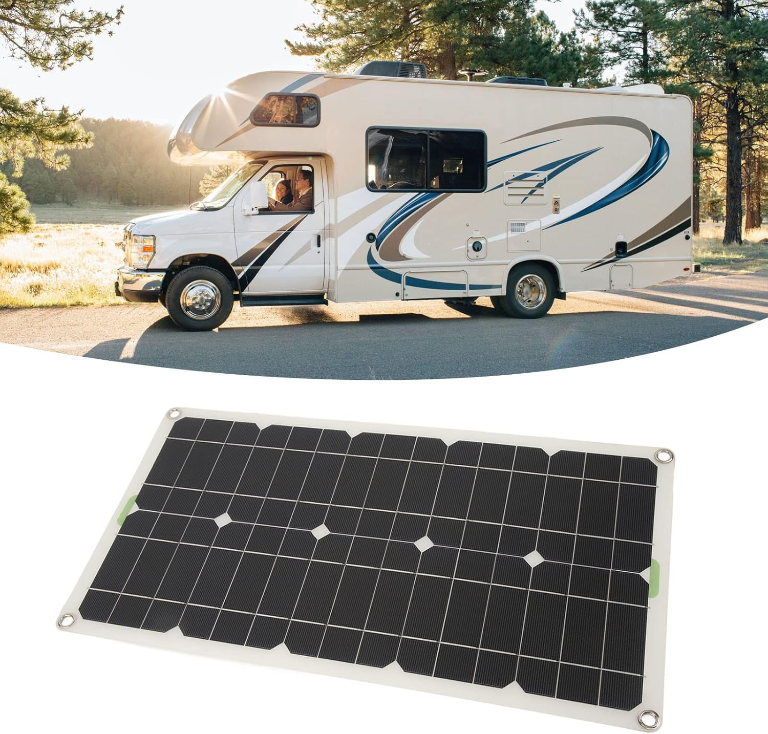 Solar Panel Kit, 250W 12V 24V Portable Monocrystalline Solar Panel with 30A Controller, Dual USB Interface for RV Home Camping, Outdoor Solar Panel System, Emergency Power Supply image number 1