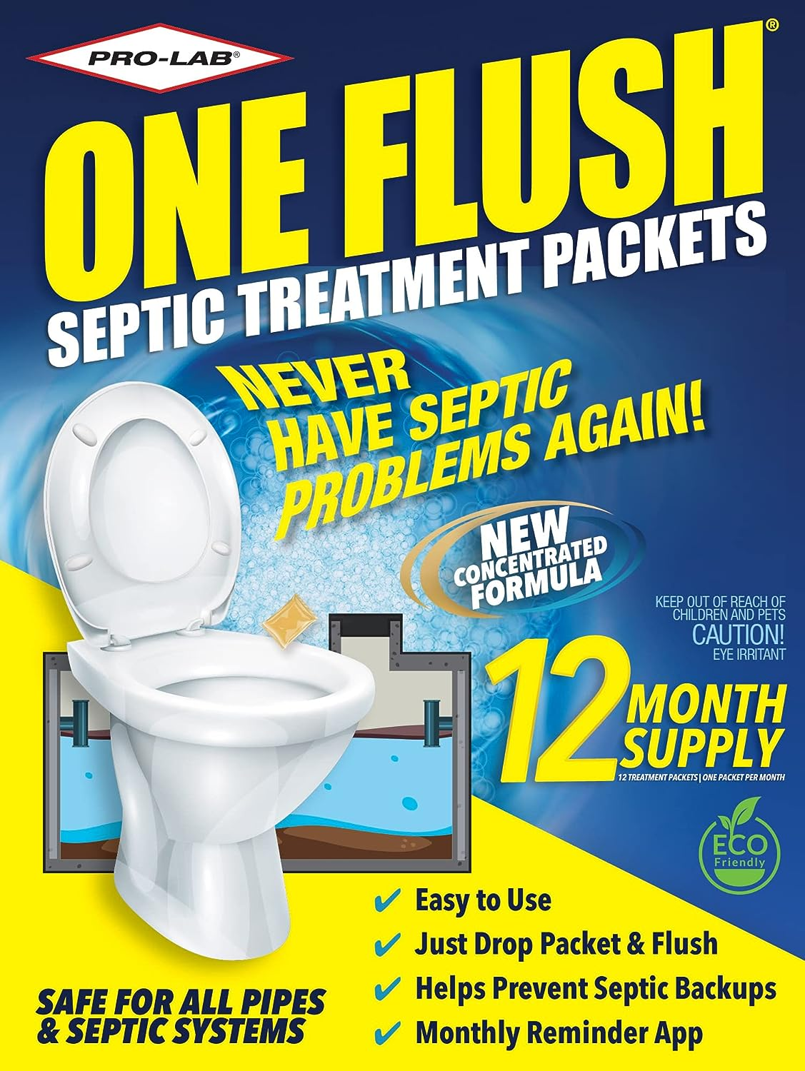 Septic Tank Treatment - 1 Year Supply of Septic Treatment- Dissolvable Septic Tank Treatment Packets - Use Septic Treatment Enzymes Packets Monthly to Prevent Expensive Septic Tank System Backups image number 1