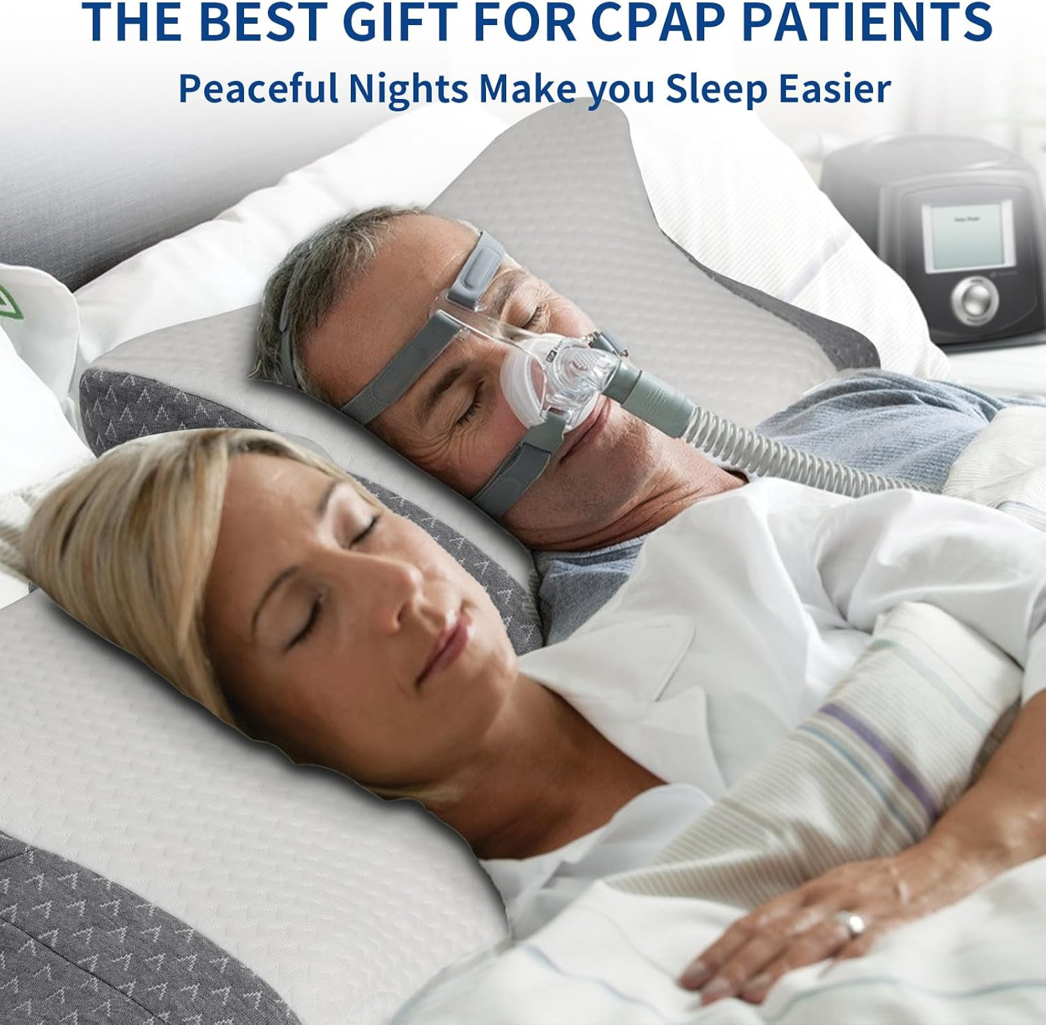 CPAP Pillow for All CPAP Mask Users to Reduce Air Leaks，Masks Pressure & Hose Tangles，Memory Foam Pillow for CPAP Side, Stomach, Back Sleepers to Neck Pain Relief and Make You Sleep Easier image number 1