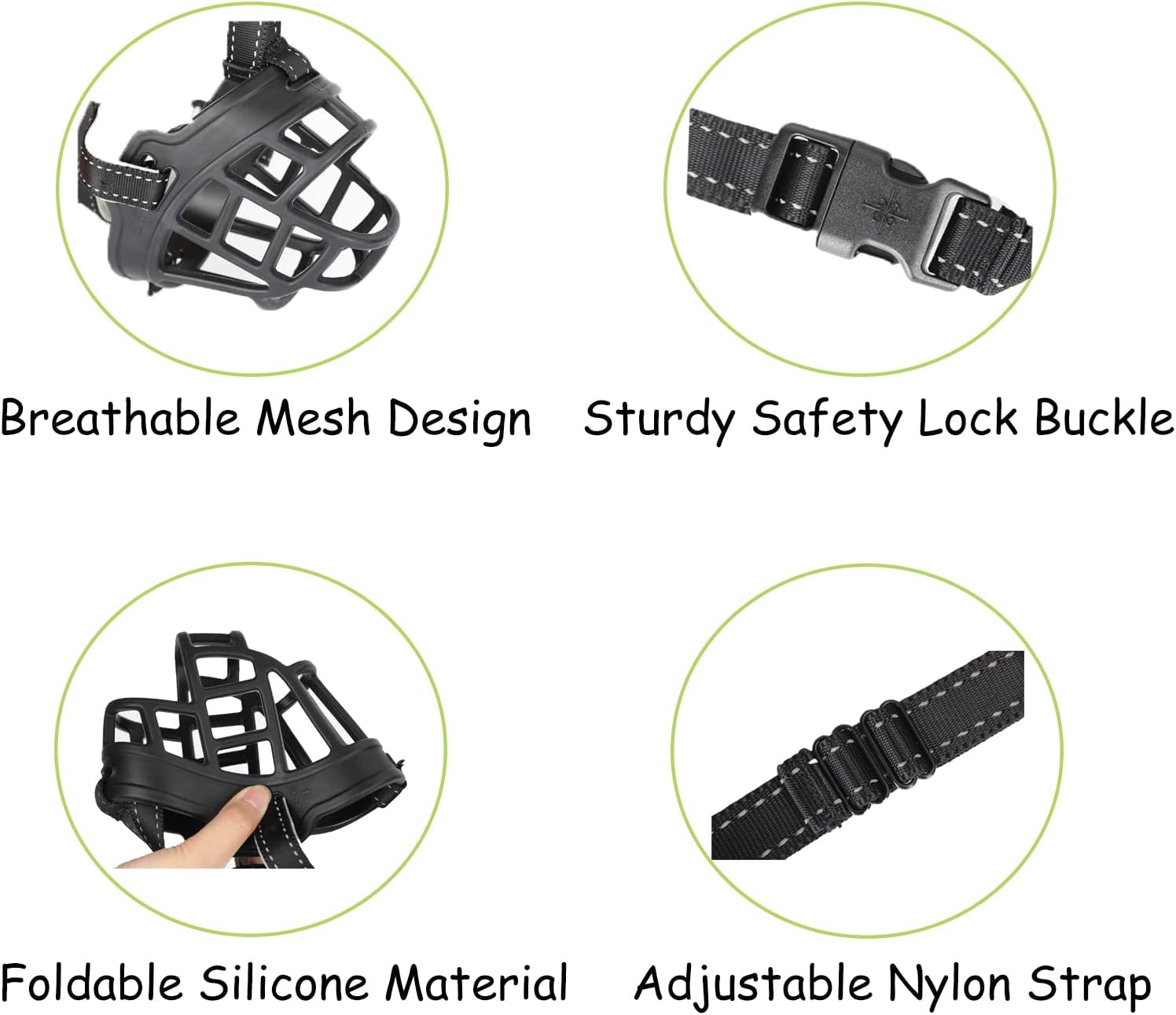 OHCOZZY Dog Muzzle, Basket Muzzle for Small, Medium and Large Dogs with Adjustable Straps (Size 2, Black) image number 5