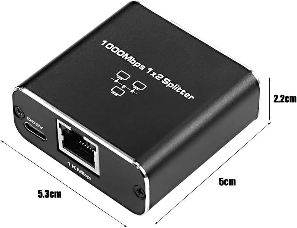 LAN Splitter 1 to 2, Ethernet Gigabit Network Splitter, RJ45 1 to 2, 1000/100 Mbps, Ethernet Splitter, with USB Power Port for Computer, Hub, Switch, Router, ADSL, Set-Top Box, Digital TV Etc image number 4