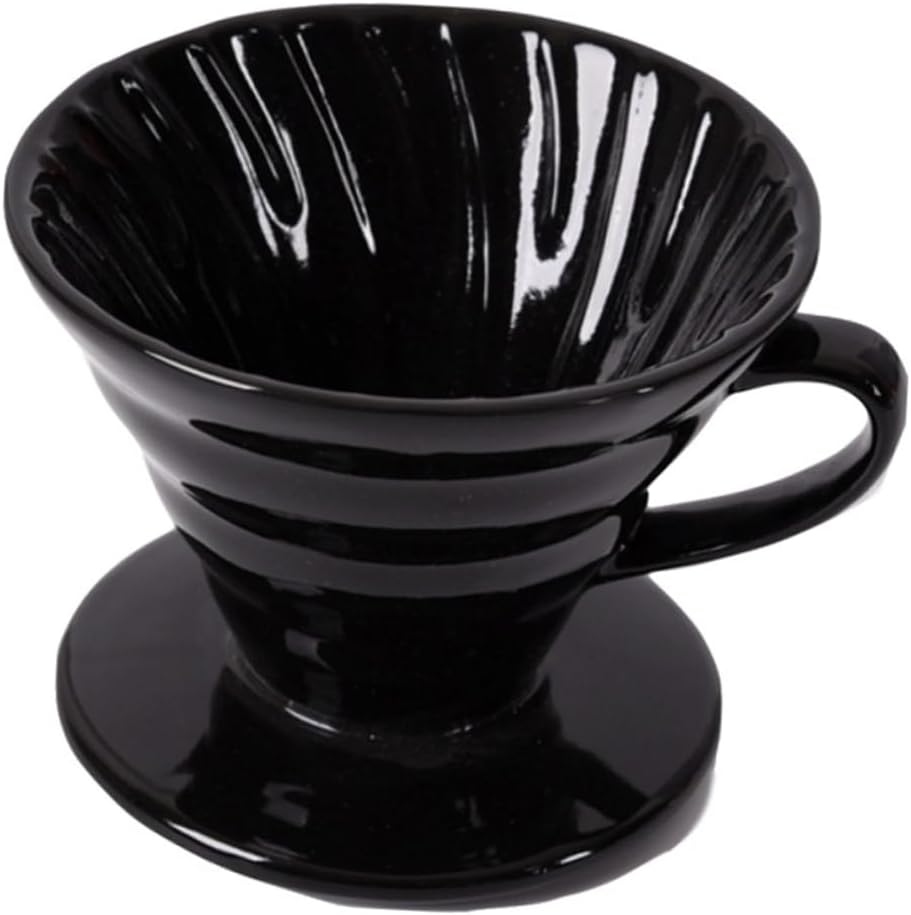 KOMBIUDA Ceramic Coffee Dripper Cone Filter Cup Spiral Groove Sky Blue 1-4 Cup Capacity Handmade Coffee Strainer Suitable for Home and Office Brewing