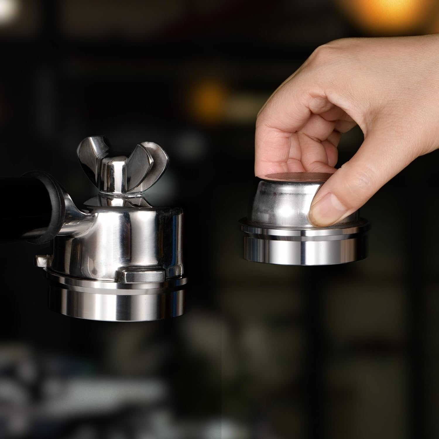 MATOW 2 in 1 Design Gravity Distributor and Magnetic Dosing Funnel Combo, 53.3Mm Adaptive Espresso Distributor and 54Mm Stainless Steel Magnetic Dosing Ring Compatible with Breville 54Mm Portafilter image number 5