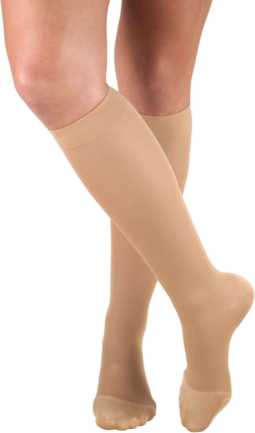 Truform Women'S Compression Stockings, 20-30 Mmhg, Knee High Length, Closed Toe, Opaque, Black, Medium