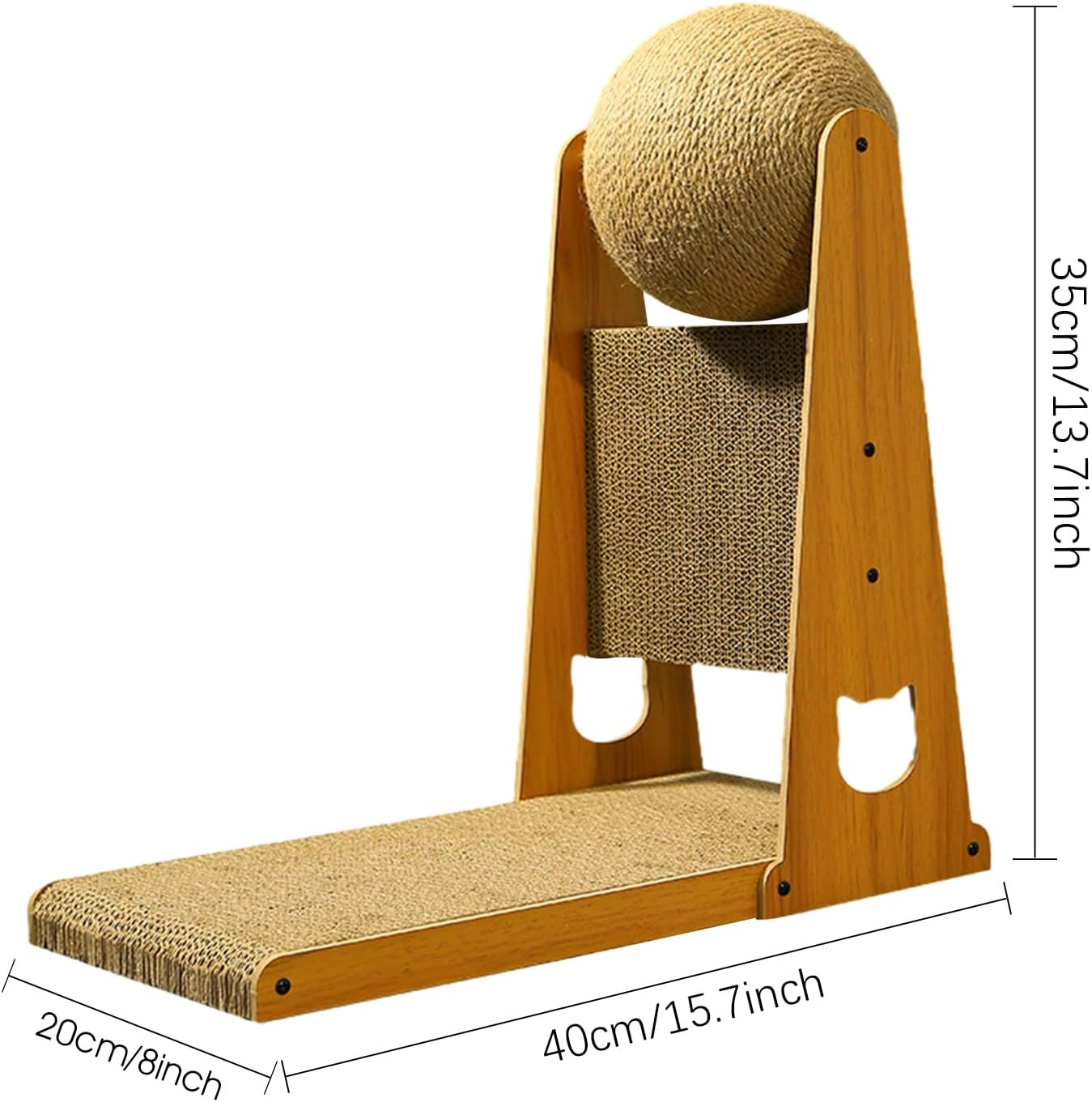 L Shape Cat Scratcher | Stylish Vertical Cat Scratching Post with Cat Scratcher Ball - Scratch-Proof Sisal Cat Scratcher Toy, Cat Bed, Detachable Cat Toy for Indoor Cats image number 5