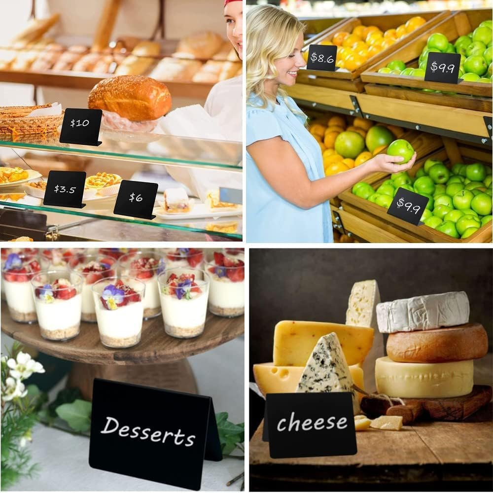 Naisfei 25 Pack Mini Chalkboard Signs,Chalkboard Signs for Food,Multifunctional Table Signs for Weddings Birthday Parties Message Board Signs Bakery Retail(10 * 7.5Cm) image number 4