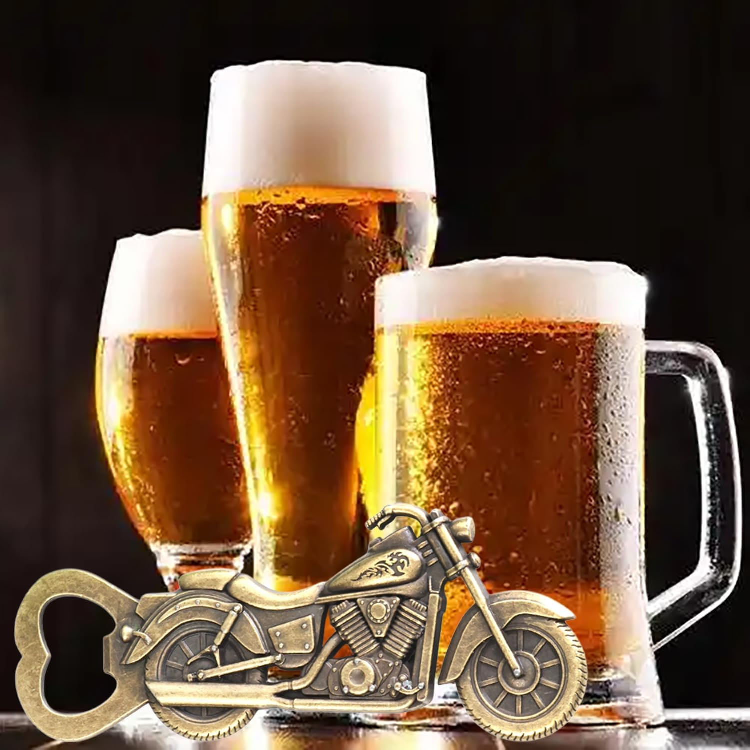 Vintage Motorcycle Bottle Opener Gifts for Men, Unique Beer Gift Birthday Present for Men Dad image number 4