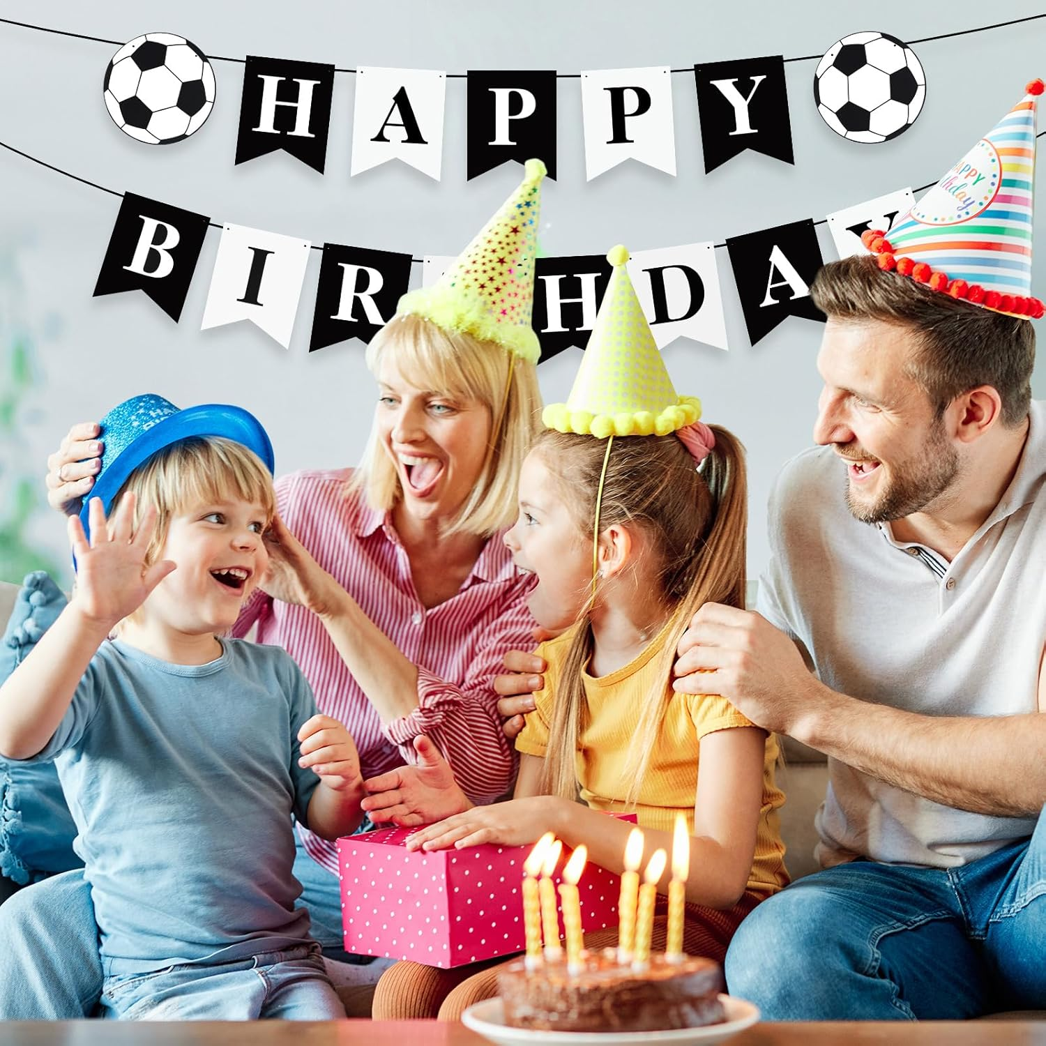 Birthday Football Banner Happy Birthday Football Theme Banner Party Decorations Football Banner Football Banner White Black for Boys Girls Football Fans Birthday Party