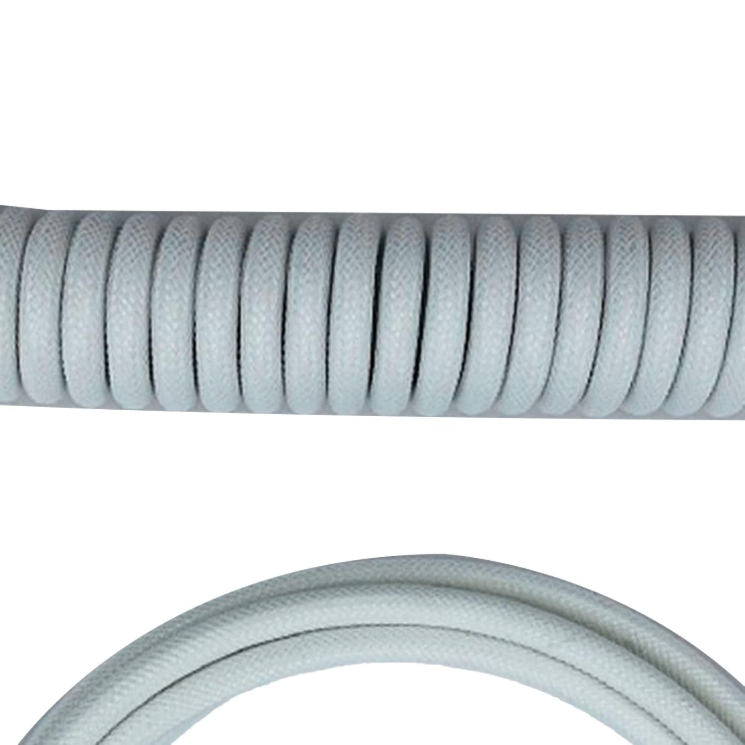 POENVFPO Retractable Coiled Gaming Keyboard Cable Sturdy Connector Two Stage Design Keyboard Cord for Mechanical for Game Enthusiasts PE Material (White) - Silver Grey image number 6