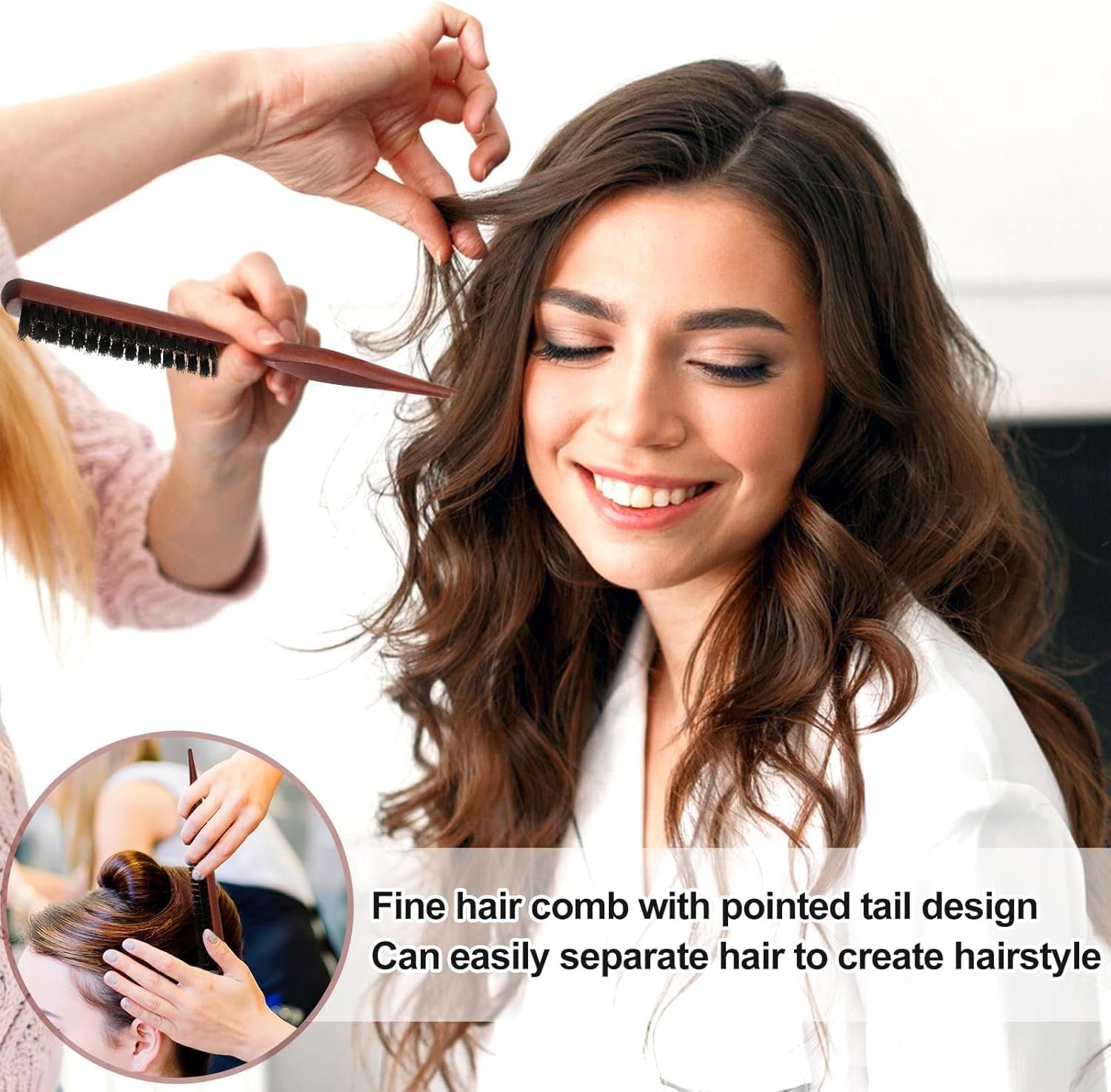 Cureder 2Pcs Boar Bristle Hair Brush Set for Women & Men, Detangling Salon Brush for Hair and Beard Cleaning image number 5