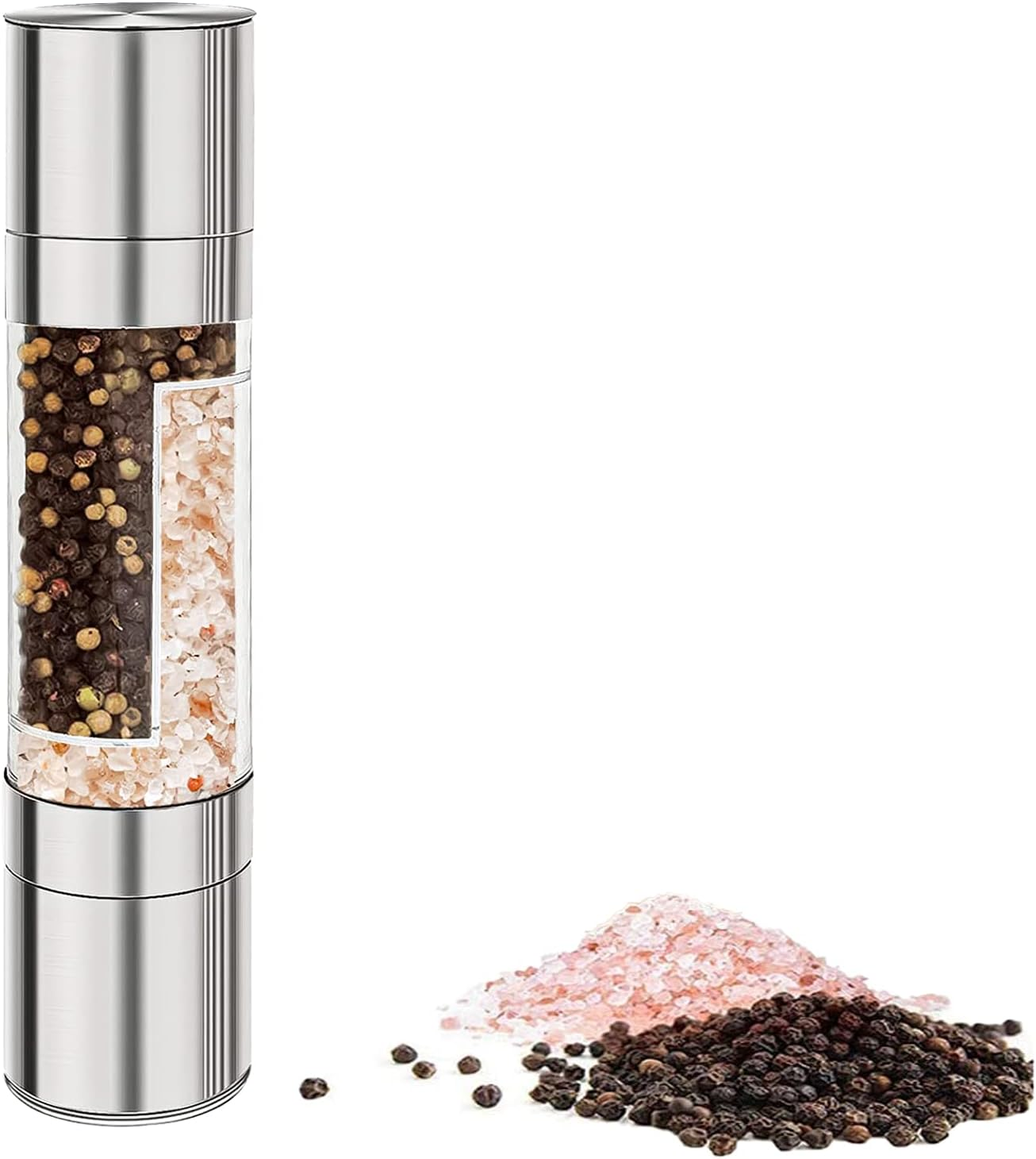 Salt and Pepper Grinder 2 in 1 - Two-Way Salt and Pepper Mill with Adjustable Coarseness - Coffee Grinder for Home and Outdoor Coarse and Fine Manual Grinders