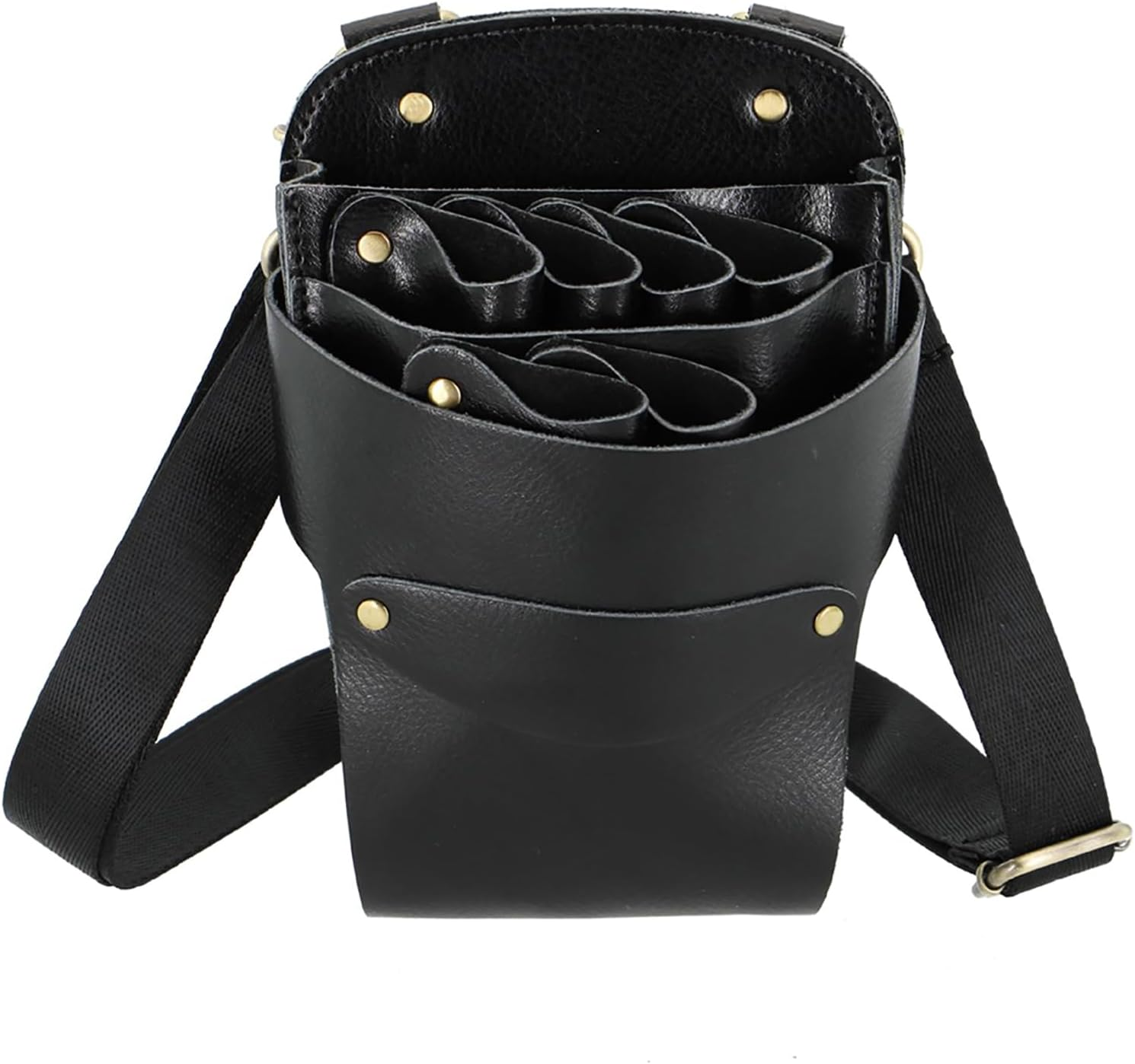 Scissors Bag- Soft Leather Salon Barber Hairdressing Scissor Shears Holster Hair Stylist Tools Bag with Waist Shoulder Belt image number 2