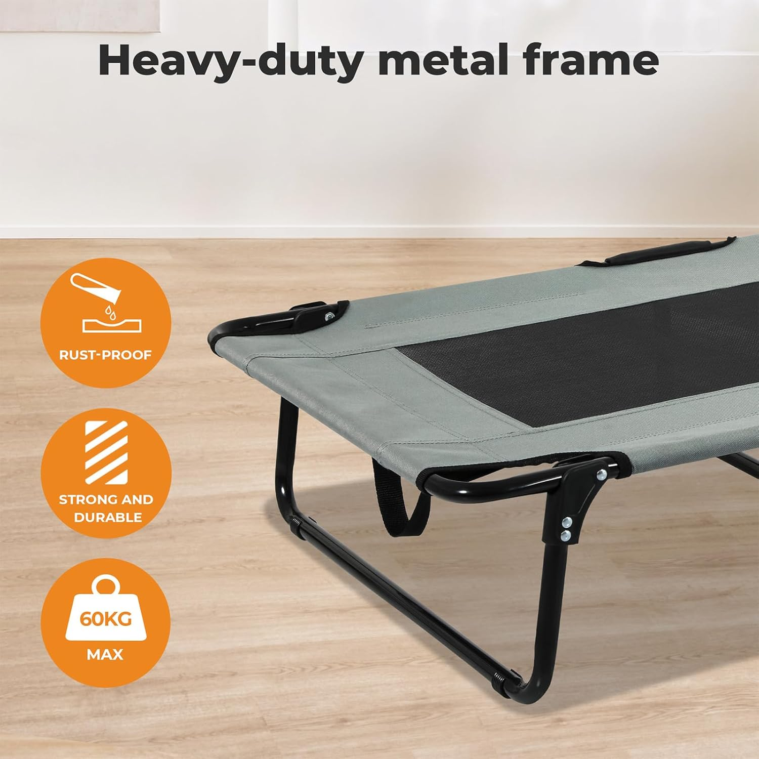 Pawz Foldable Elevated Dog Beds,Raised Dog Bed for Medium Large Pets,Folding Portable Dog Trampoline with No-Slip Feet,Breathable Teslin Mesh,Indoor Outdoor Use,No Assembly Need,Large image number 6