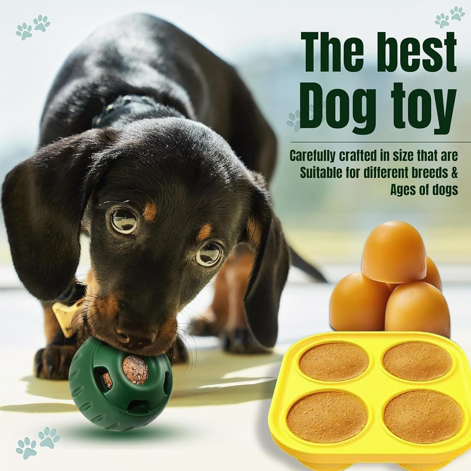 Lick Ball Dog, Food Ball for Dogs, Dog Toy with 1 Tray, Lick Ball for Dogs, Reusable Interactive Dog Chew Toy, Toy for Dogs, Easy to Clean, Distract Your Puppies