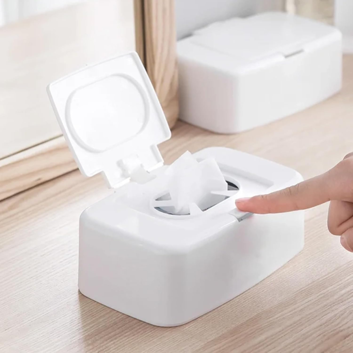Baby Wipes Dispenser Refillable Wipe Holder One-Hand Operation Wipes Container Sealed Wet Dispenser Box for Bathroom Keeps Wet Tissue Fresh Baby image number 3