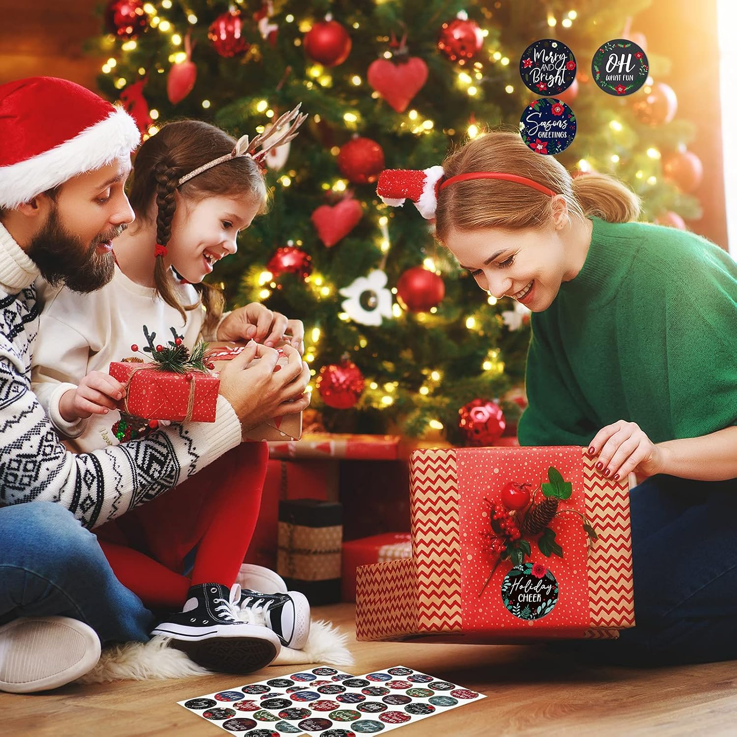 600 Pieces Holiday Envelopes Stickers Christmas Card Stickers Large Holiday Stickers Decorative Holiday Stickers Flower Joy Stickers for Holidays Weddings Anniversaries Baby Showers Decorations image number 2