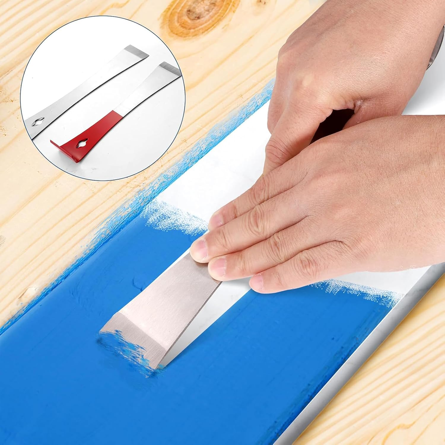 2-Pack Stainless Steel Pry Bars - Mini Flat Crowbar Tools for Scraping, Pulling, and Lifting - Multipurpose Thin Trim Bars for Beekeeping, Kitchen Remodeling, and More image number 2