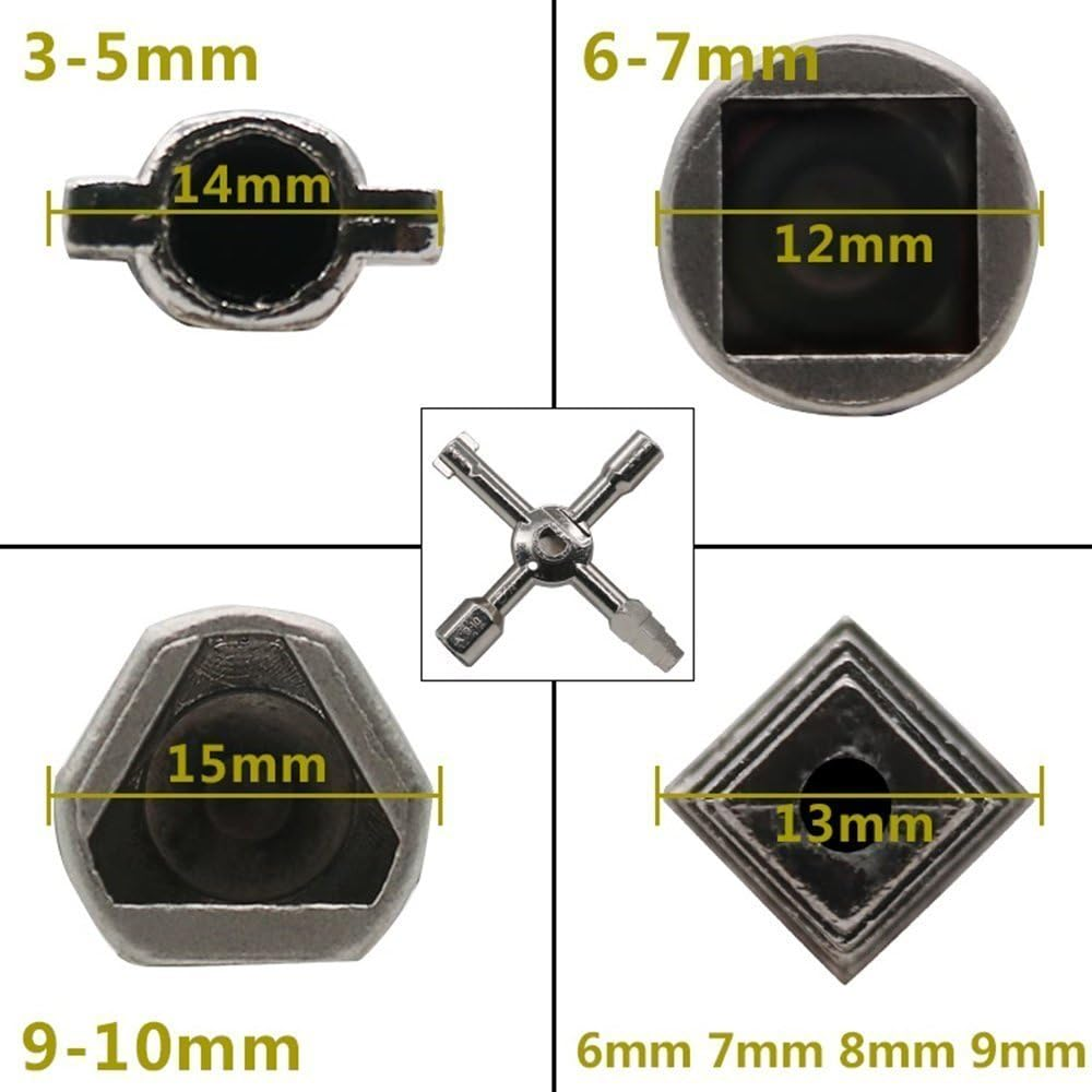 Suoyanuo Multifunctional Twin Key Cabinet Key Wrenches Cross Key with 1 Chain 10 Profiles Train Door Key. (Silver) image number 1