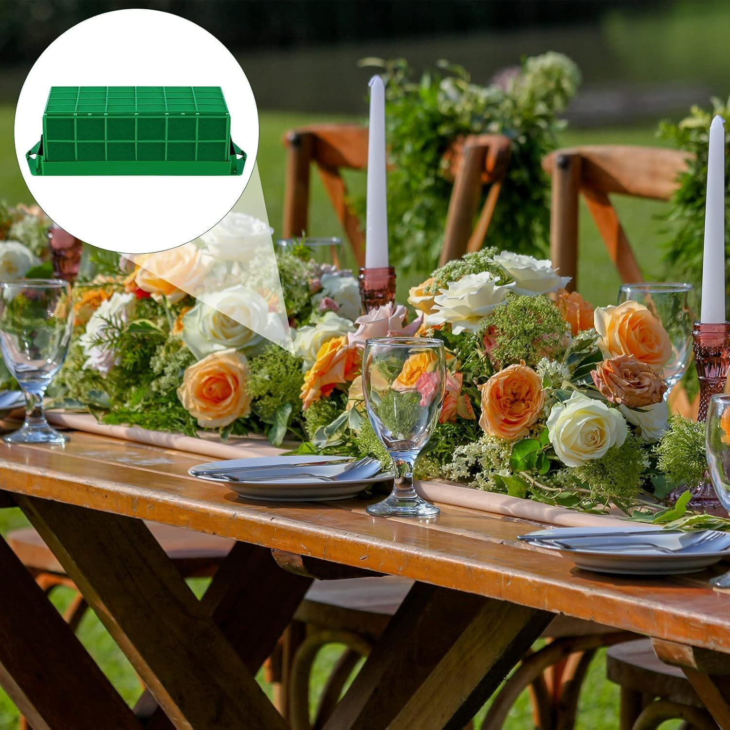 Floral Foam Cage for Fresh and Artificial Flowers, Dry and Wet Rectangle Flower Cage Holders with Floral Foam for Wedding, Home and Garden Decorations image number 6