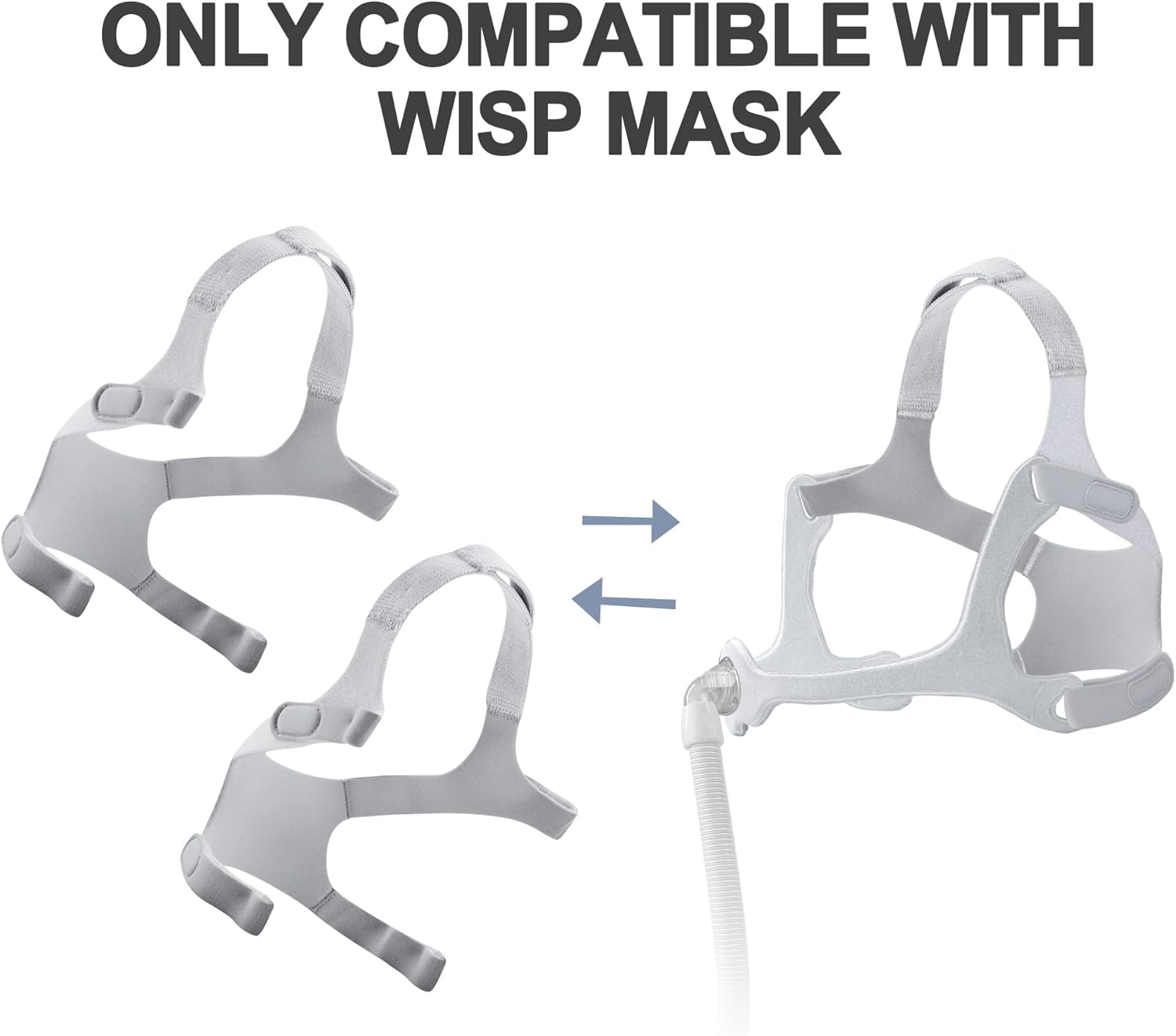 2Pack Replacement Headgear Are Compatible with WISP, Standard Mask Straps, Snugly Fit and Reduce Air Leaks, Frame and Clip Not Included, Great-Value Supplies by Airsmart. image number 4