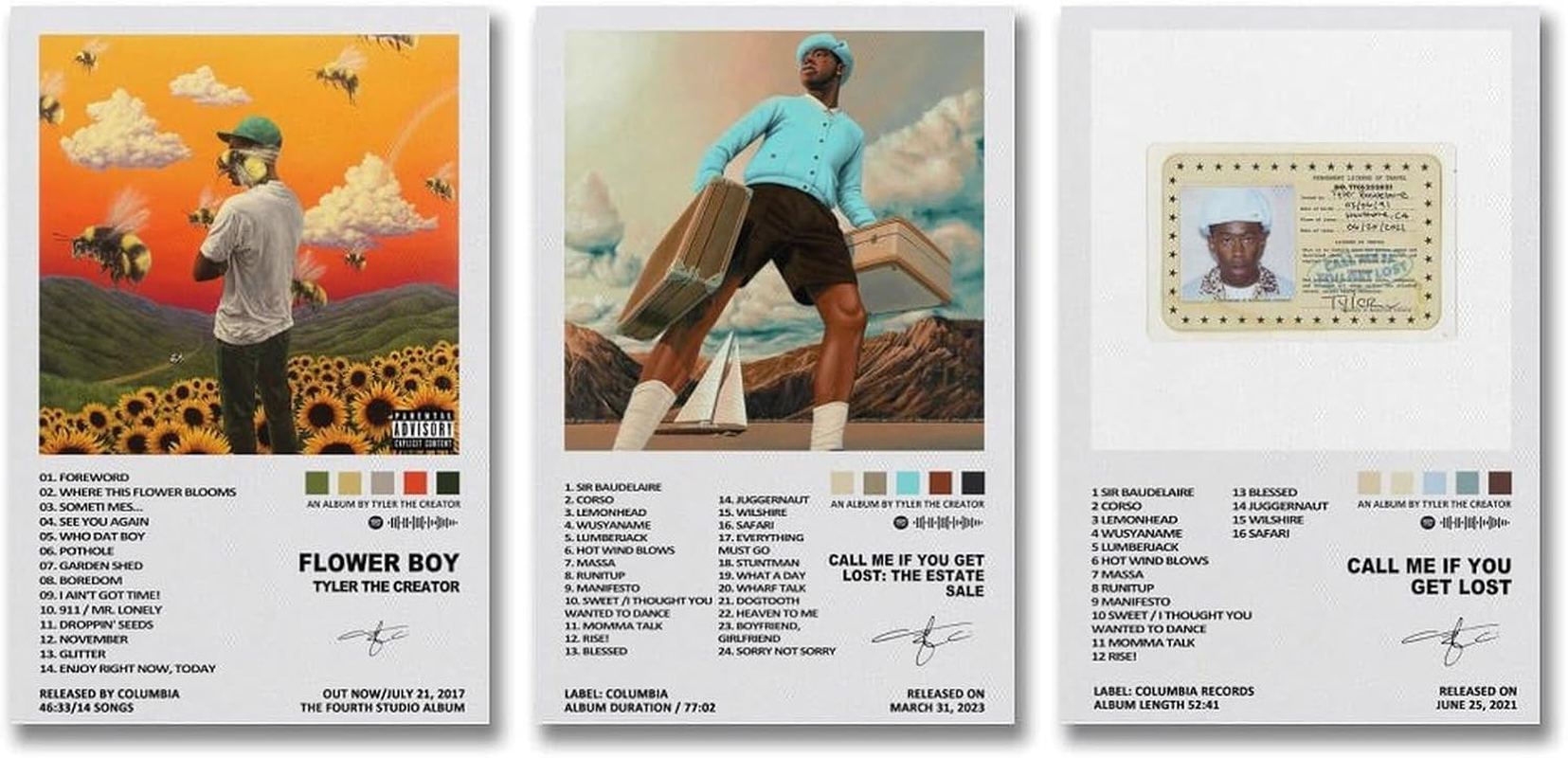 Music Tyler Album the Art Creator Canvas Poster Poster a Set of 3 Canvas Posters Room Aesthetic Festival Gift Family Bedroom Decor Wall Art Home16X24Inch(40X60Cm)-3Pcs Style