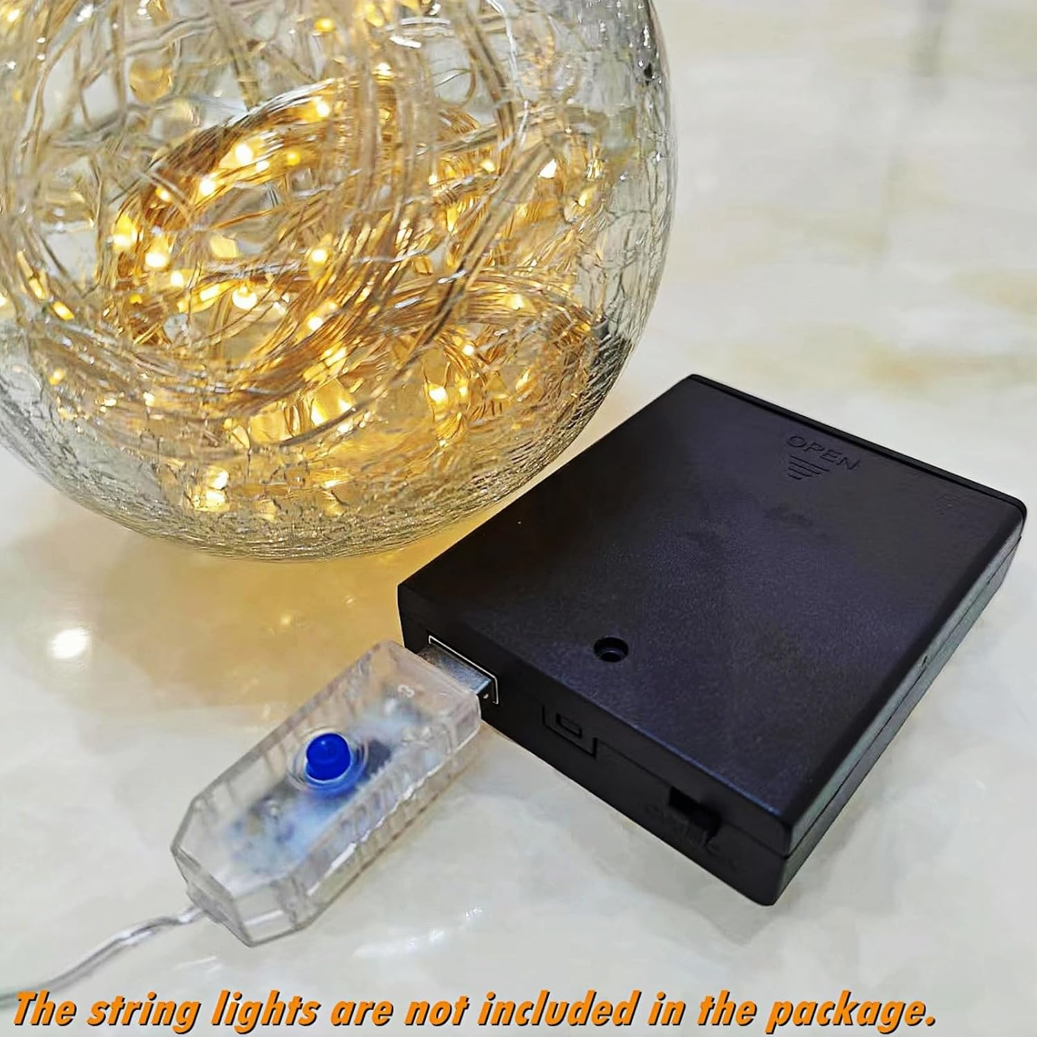 Decorit Battery Box Holder, USB Female Socket 4 AA Battery Case with Switch, Adapter for 5V USB Led Light, Strip, Fairy String Lights, Curtain Light, Neon Signs, Party Decoration(Black) image number 1