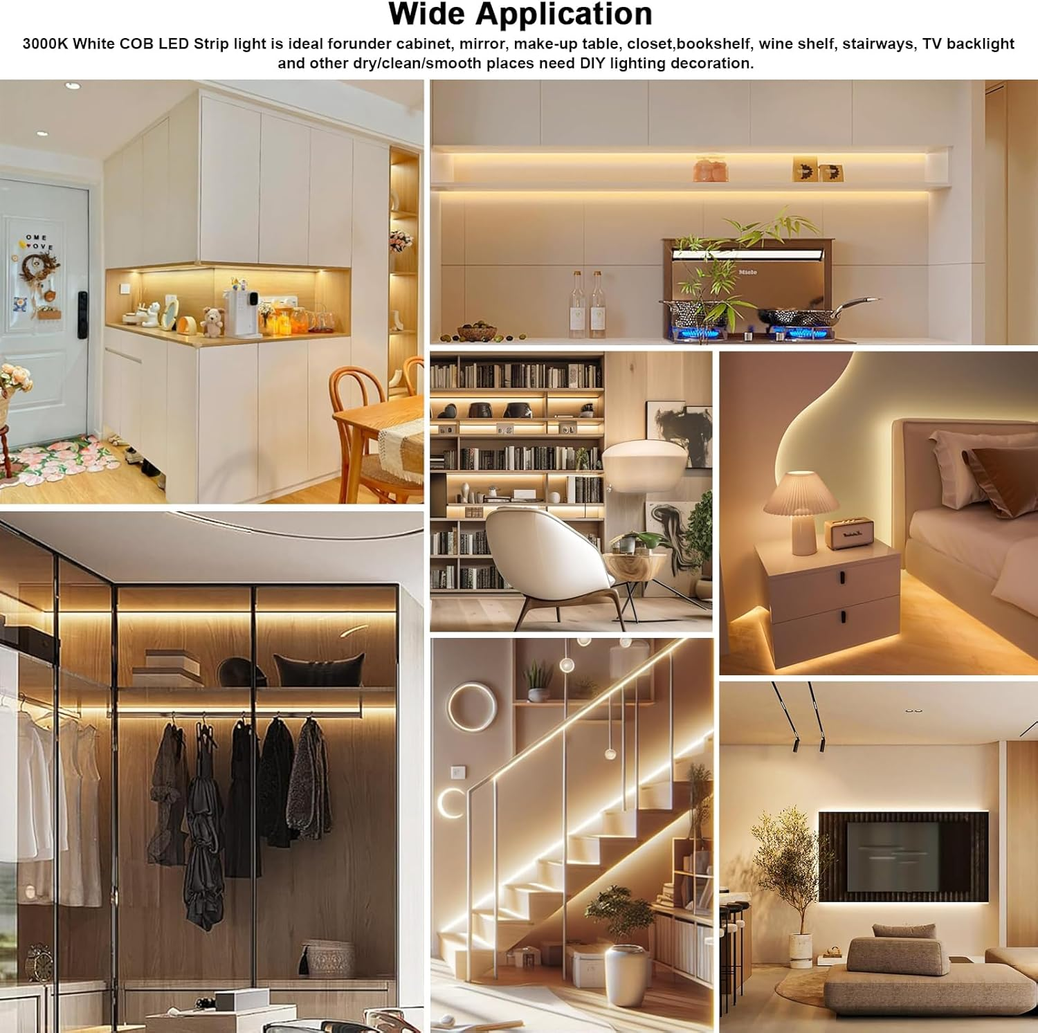 5V USB LED Lighting COB Short LED Strip Light White Flexible under Cabinet Tape Light for Bedroom,Kitchen,Home DIY Lighting image number 2