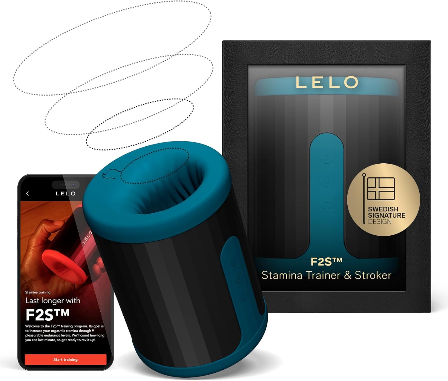 LELO F2S Stamina Trainer & Stroker with 14 Pleasure Settings, App and an AI Mode, Male Masturbator Sex Toy for Men, Male Sex Toy, Hands Free Masturbators, Penis Pump, Blowjob Adult Toys Vibrator, Teal image number 4