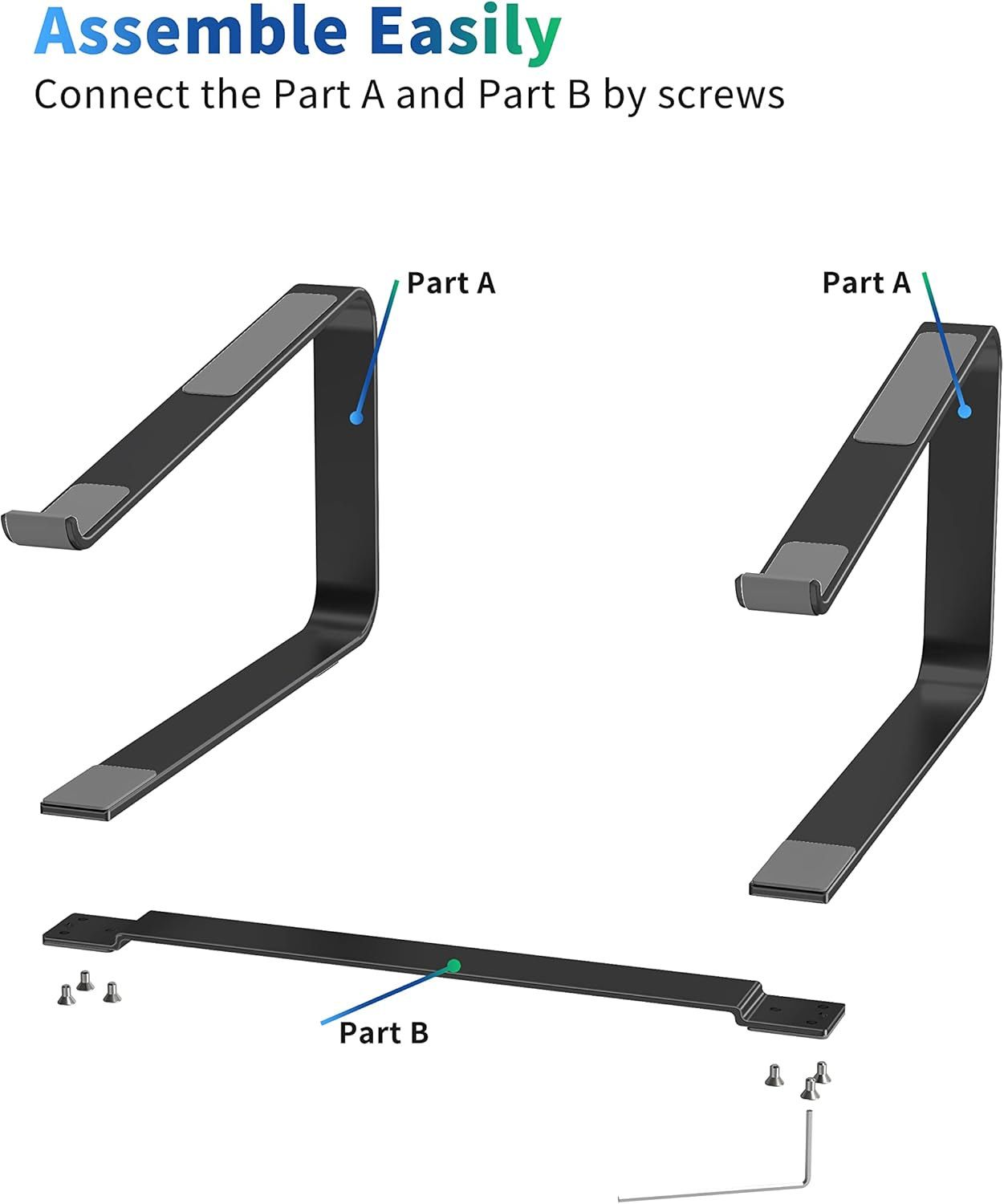 SOUNDANCE Laptop Stand for Desk, Metal Computer Riser, Heavy Stable PC Holder, Ergonomic Laptops Elevator for 12 to 17.3 Inches Notebook Computer, Black - Black image number 1
