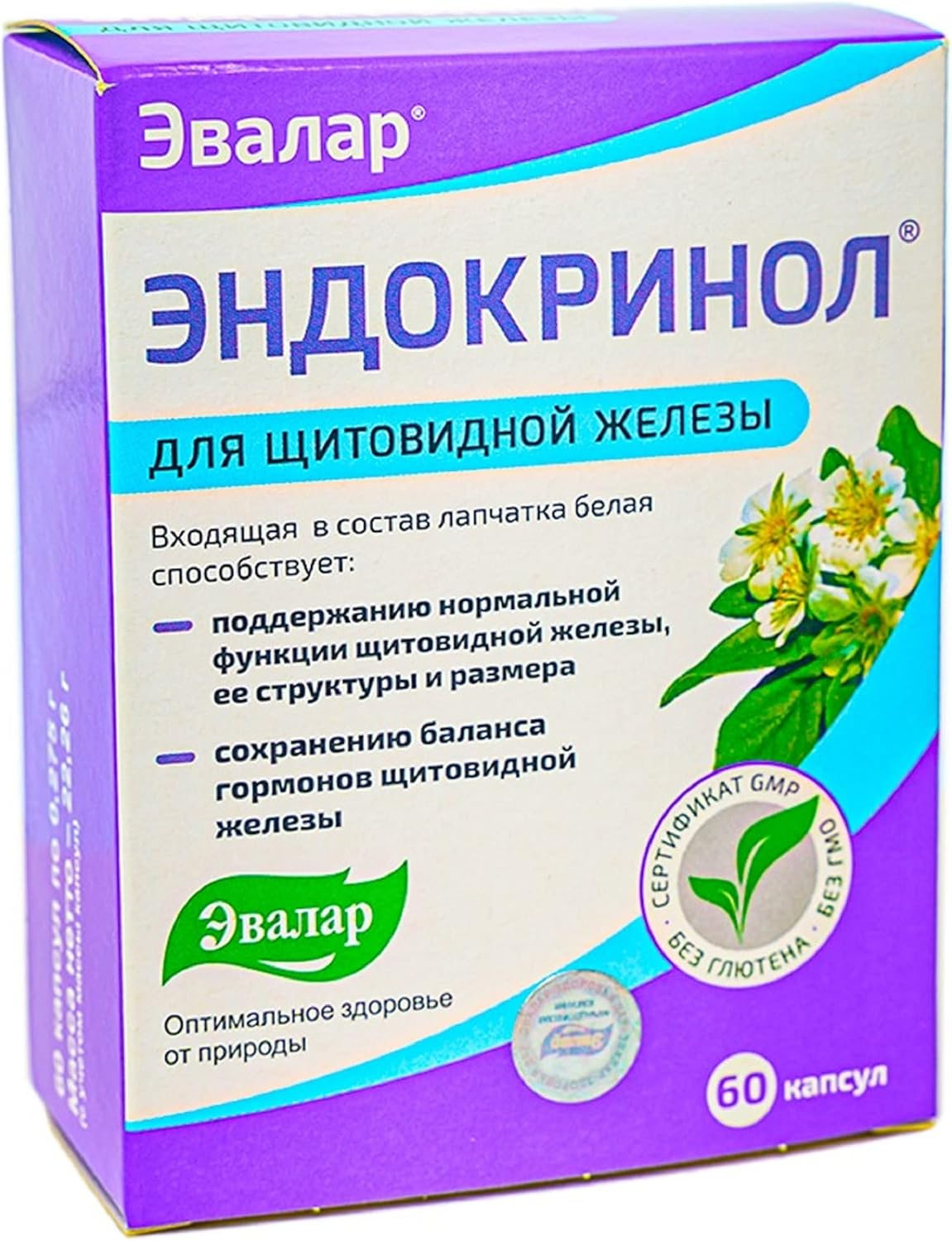 White Cinquefoil Potentilla Endokrinol Herb by Evalar 60 Caps Altai Siberia image number 3