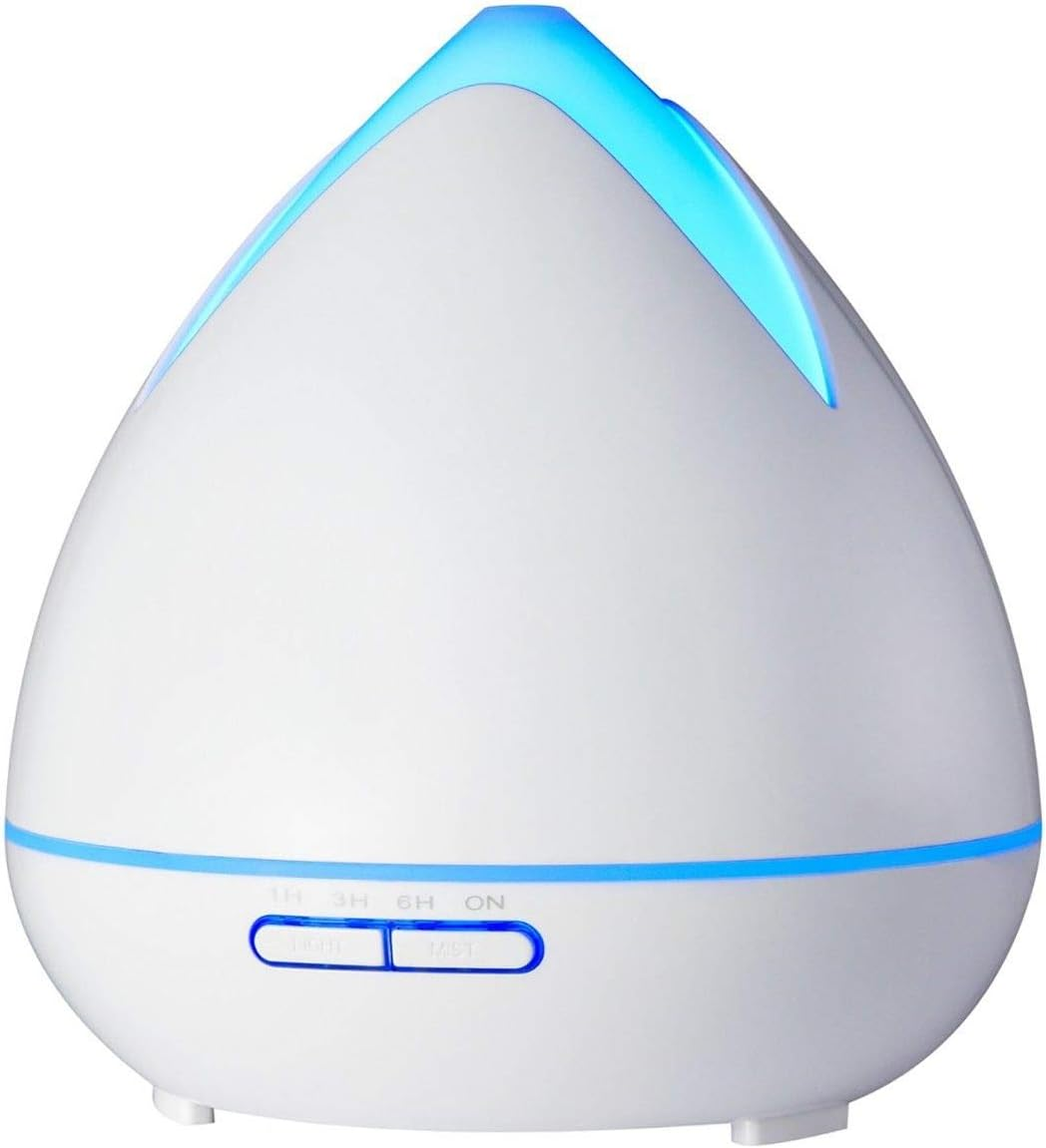 Purespa Diffuser Humidifier Serene Aromatherapy 400Ml Capacity with 3 X Aroma Diffuser Oils (Kiwi and Lime, Lily and Lotus, And, Apple and Dewberry) Night Light 7 LED Mood Lights (White)