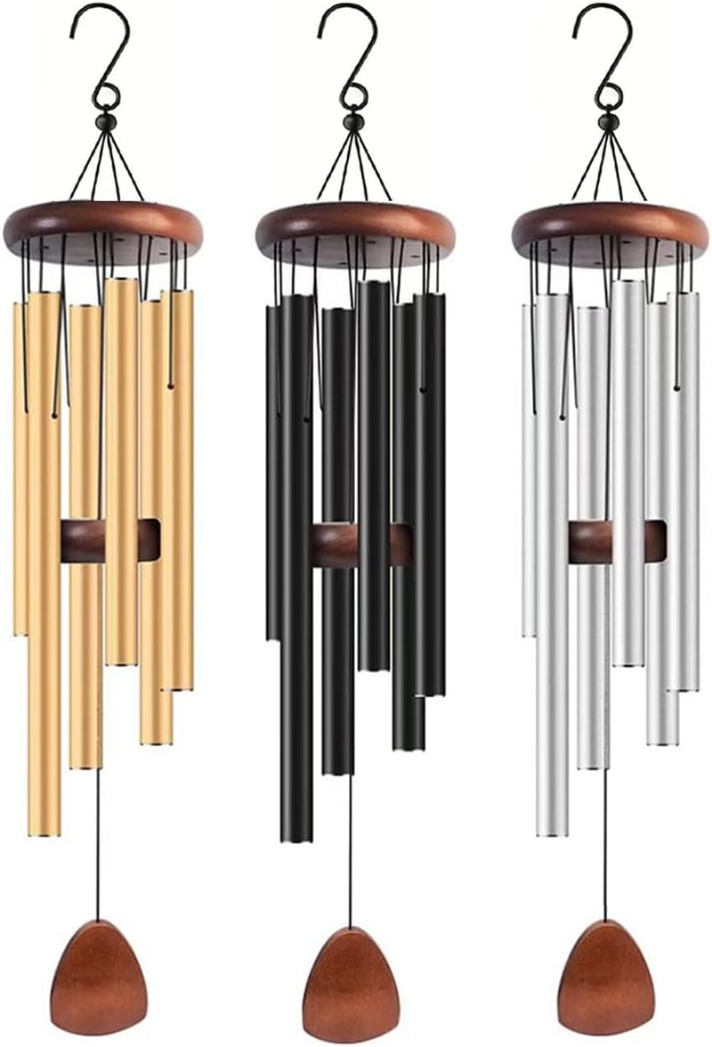 Wind Chimes for Outside, 26 Inches Wind Chimes, Memorial Wind Chimes for Outdoof, Black, Sliver, Blue, Bronze Color (Black) - Sliver image number 3