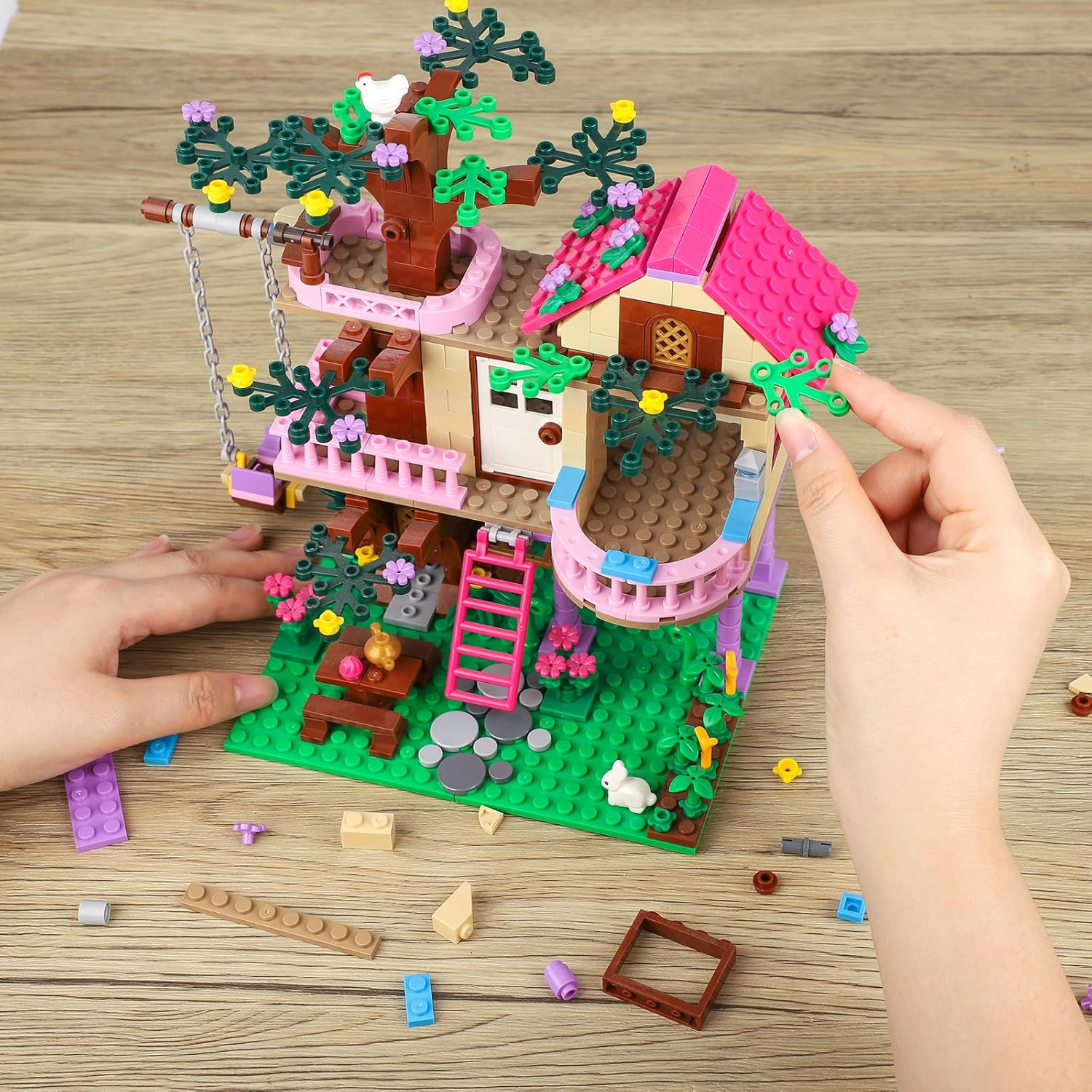 Tree House Building Set Compatible with  Friends, 504 PCS Forest House Building Kit Birthday for Kids Girls Boys Age 6-12 Years image number 2